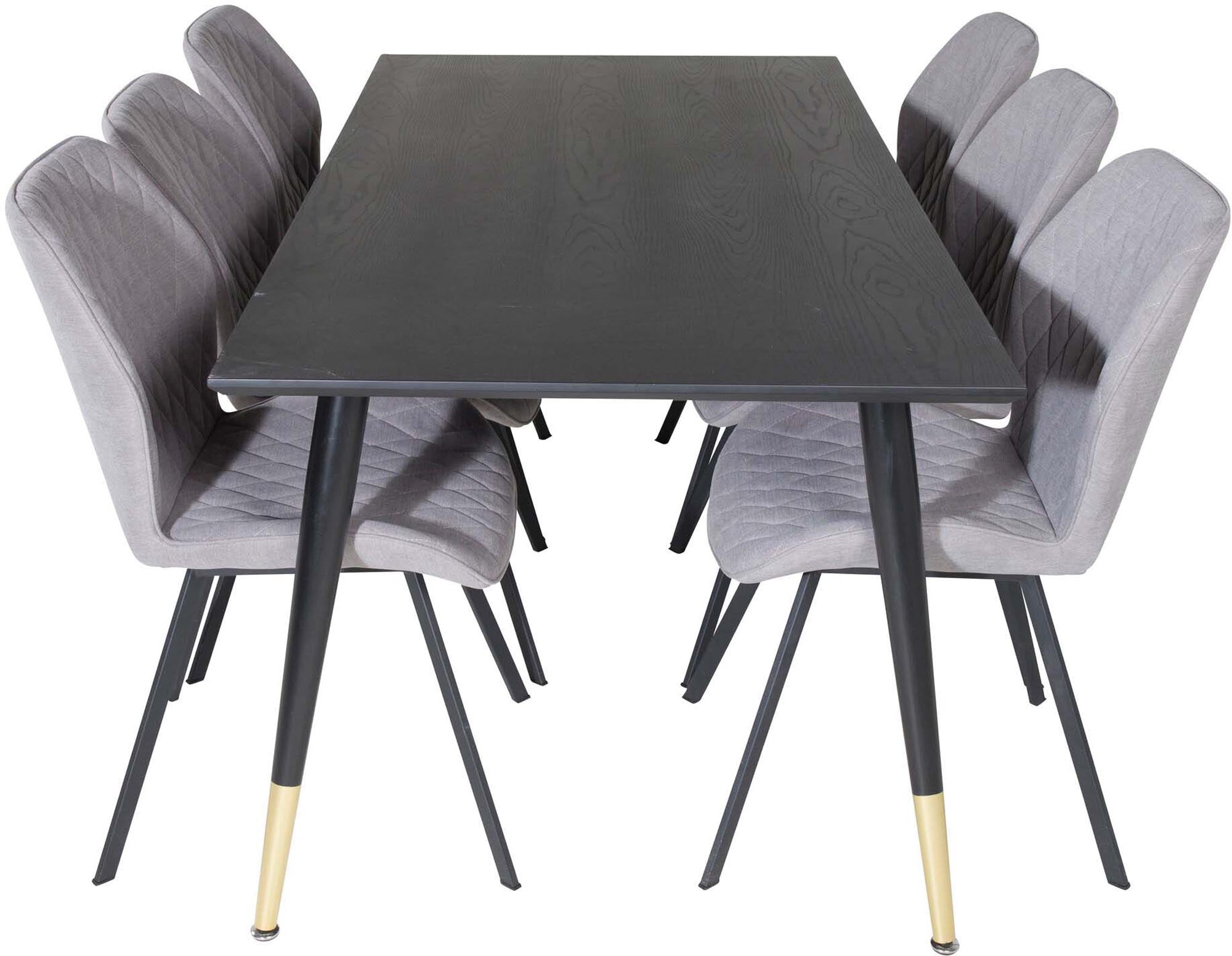 Dipp Esszimmerset + Gemma 180cm/6St. in Schwarz / Gold präsentiert im Onlineshop von KAQTU Design AG. Esszimmerset ist von Venture Home