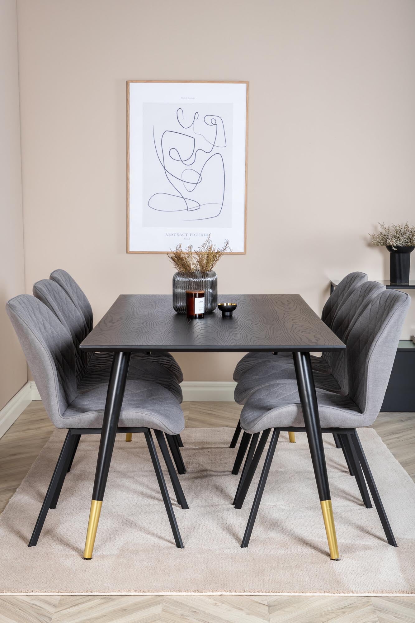 Dipp Esszimmerset + Gemma 180cm/6St. in Schwarz / Gold präsentiert im Onlineshop von KAQTU Design AG. Esszimmerset ist von Venture Home