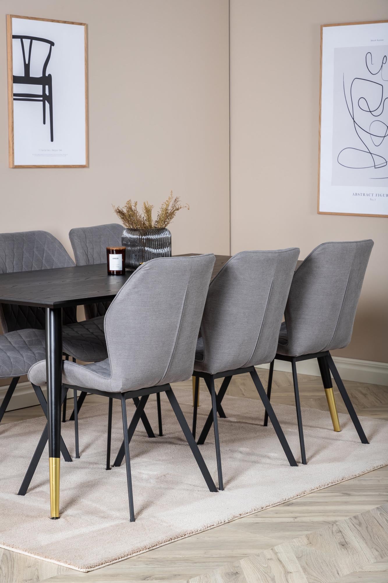Dipp Esszimmerset + Gemma 180cm/6St. in Schwarz / Gold präsentiert im Onlineshop von KAQTU Design AG. Esszimmerset ist von Venture Home