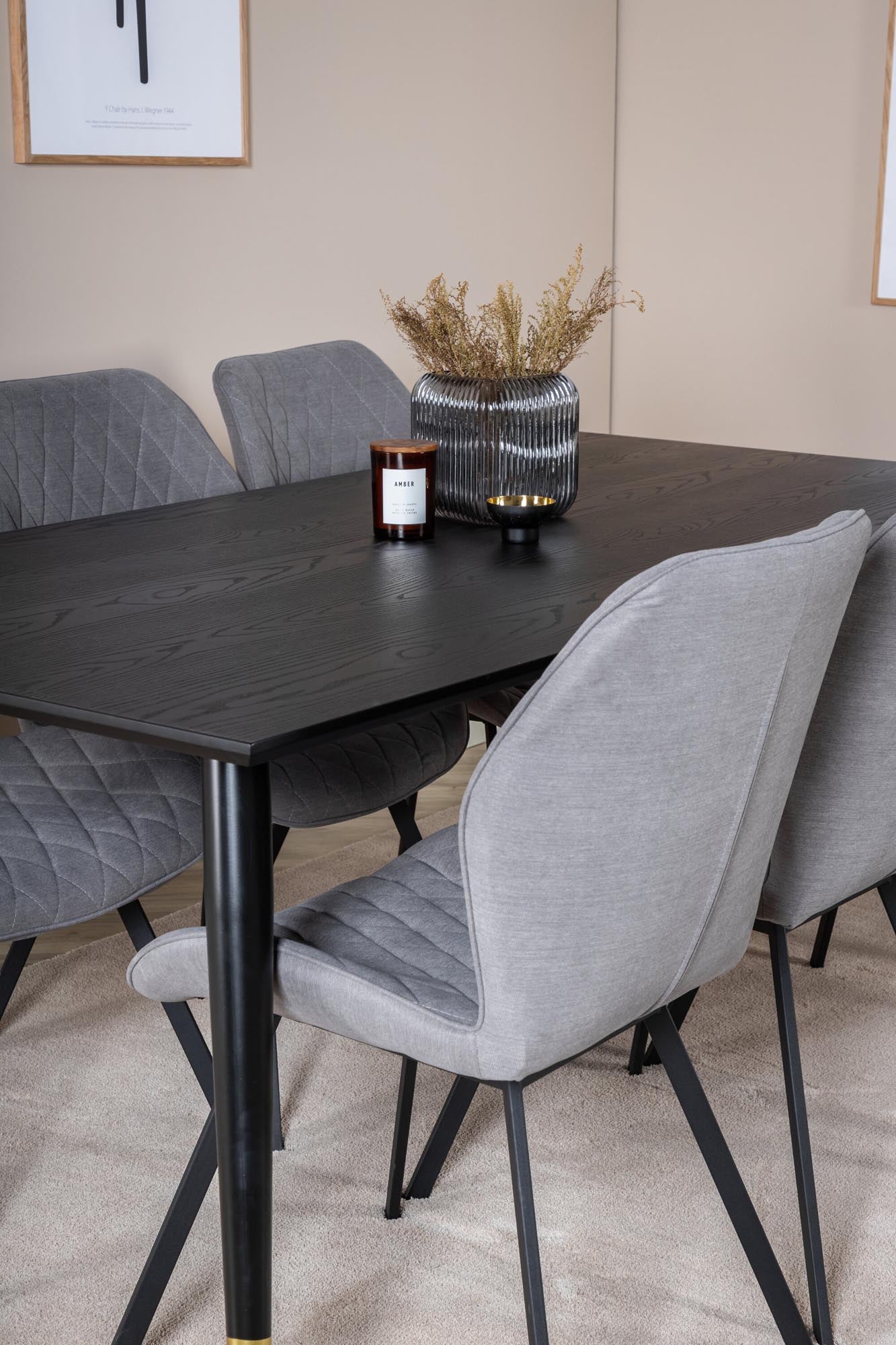 Dipp Esszimmerset + Gemma 180cm/6St. in Schwarz / Gold präsentiert im Onlineshop von KAQTU Design AG. Esszimmerset ist von Venture Home