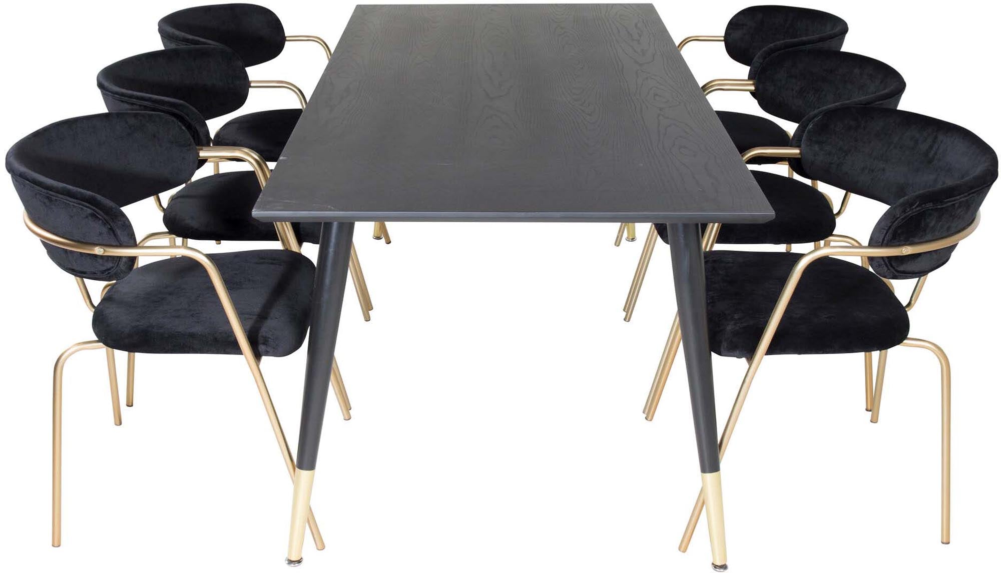 Dipp Esszimmerset + Arrow 180cm/6St. in Schwarzgold präsentiert im Onlineshop von KAQTU Design AG. Esszimmerset ist von Venture Home