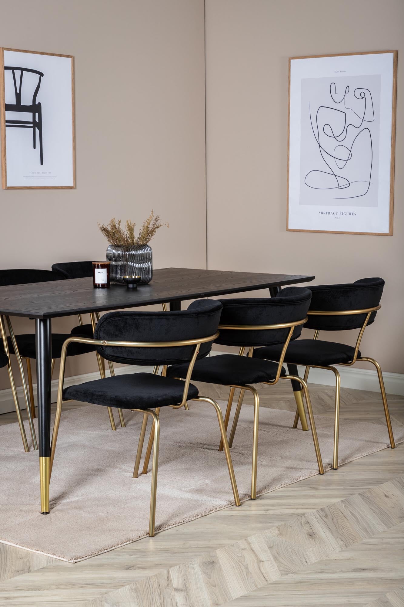 Dipp Esszimmerset + Arrow 180cm/6St. in Schwarzgold präsentiert im Onlineshop von KAQTU Design AG. Esszimmerset ist von Venture Home