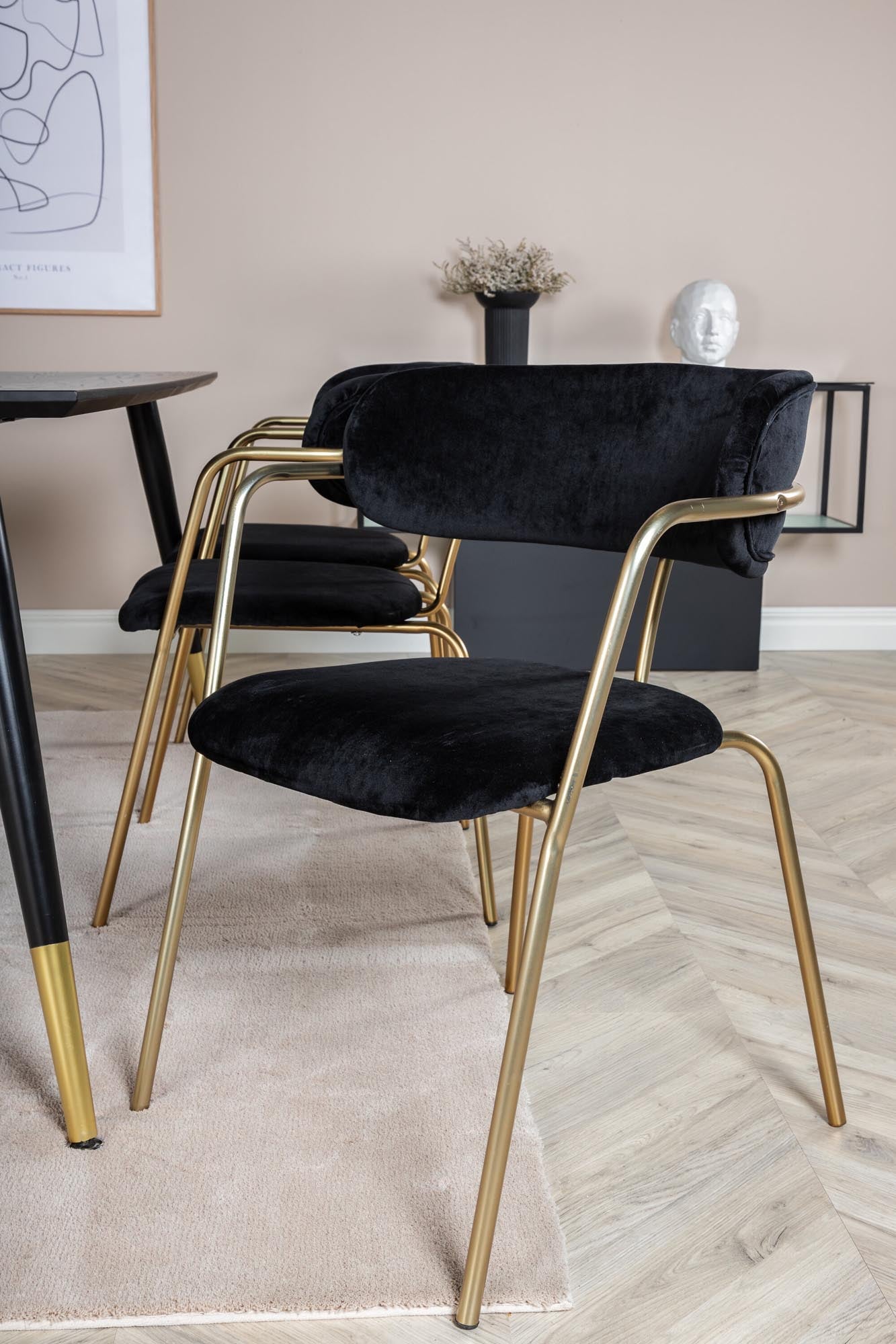 Dipp Esszimmerset + Arrow 180cm/6St. in Schwarzgold präsentiert im Onlineshop von KAQTU Design AG. Esszimmerset ist von Venture Home