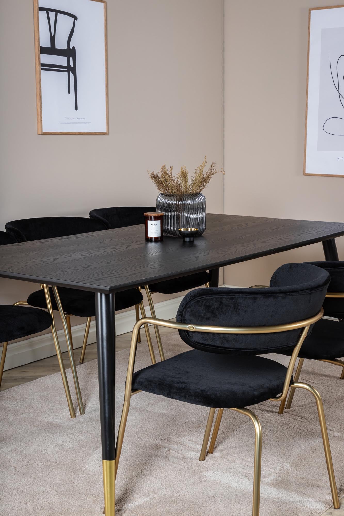 Dipp Esszimmerset + Arrow 180cm/6St. in Schwarzgold präsentiert im Onlineshop von KAQTU Design AG. Esszimmerset ist von Venture Home