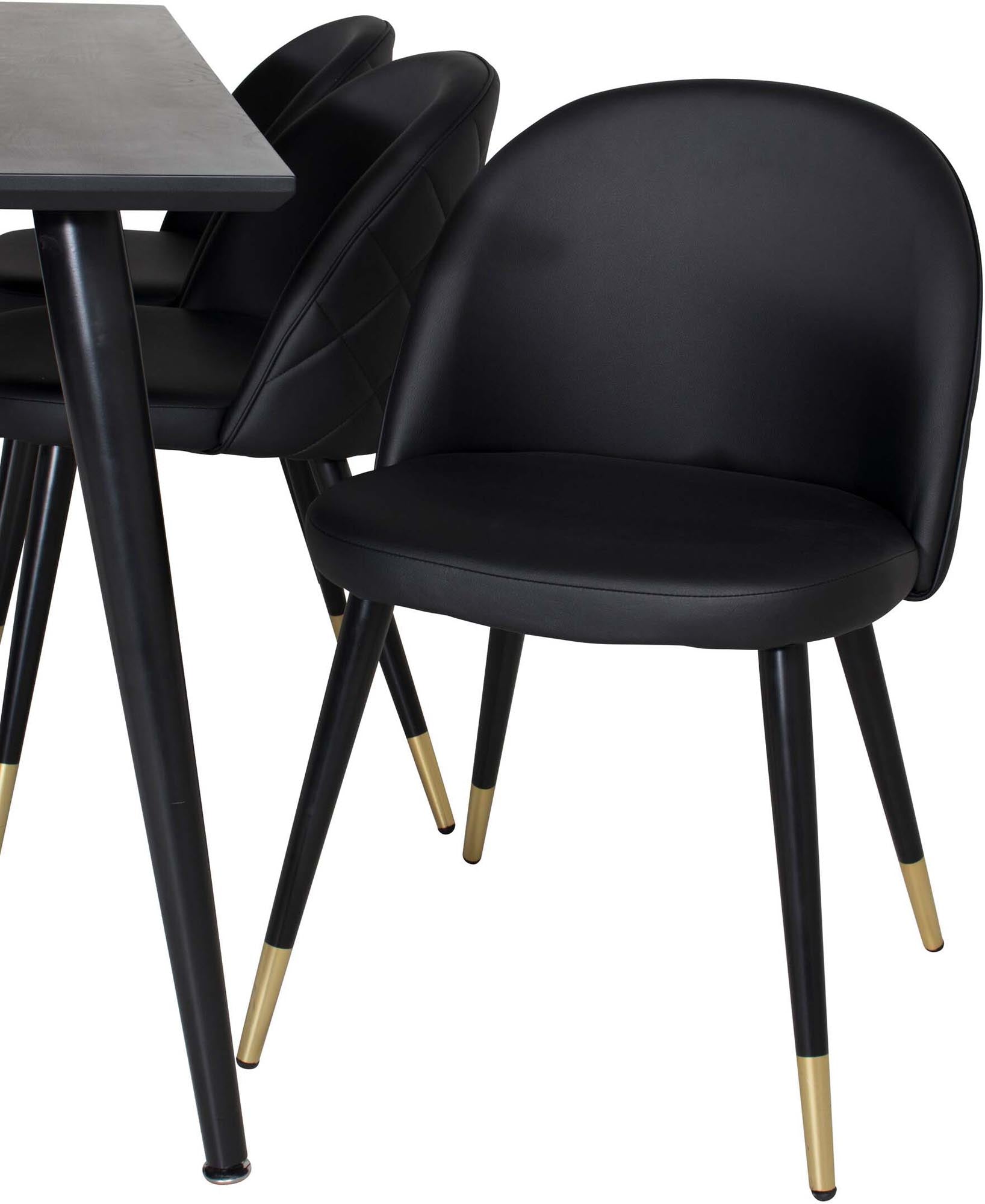 Dipp Esszimmerset + Velvet 180cm/6St. in Schwarz / Gold präsentiert im Onlineshop von KAQTU Design AG. Esszimmerset ist von Venture Home