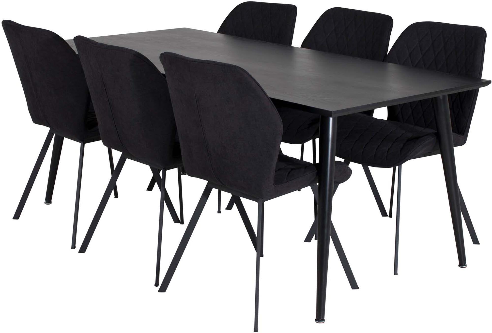 Dipp Esszimmerset + Gemma 180cm/6St. in Schwarz / Schwarz präsentiert im Onlineshop von KAQTU Design AG. Esszimmerset ist von Venture Home