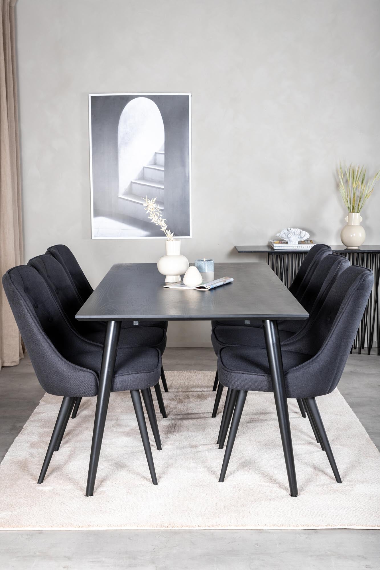 Dipp Esszimmerset + Velvet Deluxe 180cm/6St. in Schwarz präsentiert im Onlineshop von KAQTU Design AG. Esszimmerset ist von Venture Home