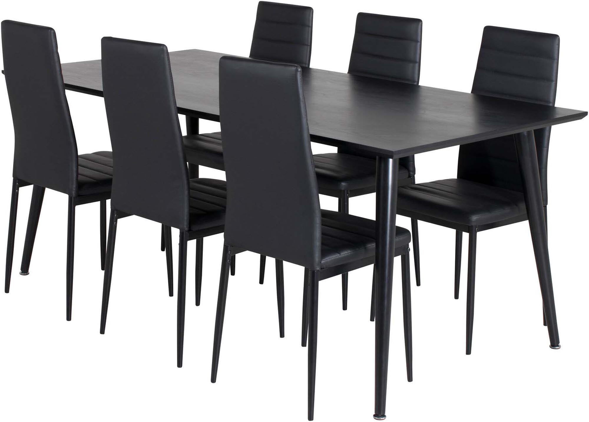 Dipp Esszimmerset + Slim 180cm/6St. in Schwarz präsentiert im Onlineshop von KAQTU Design AG. Esszimmerset ist von Venture Home