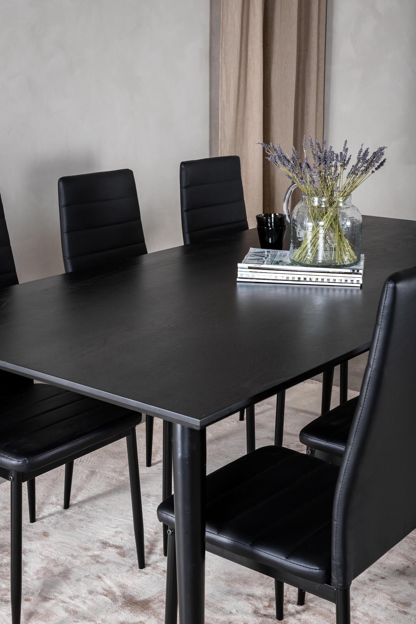 Dipp Esszimmerset + Slim 180cm/6St. in Schwarz präsentiert im Onlineshop von KAQTU Design AG. Esszimmerset ist von Venture Home