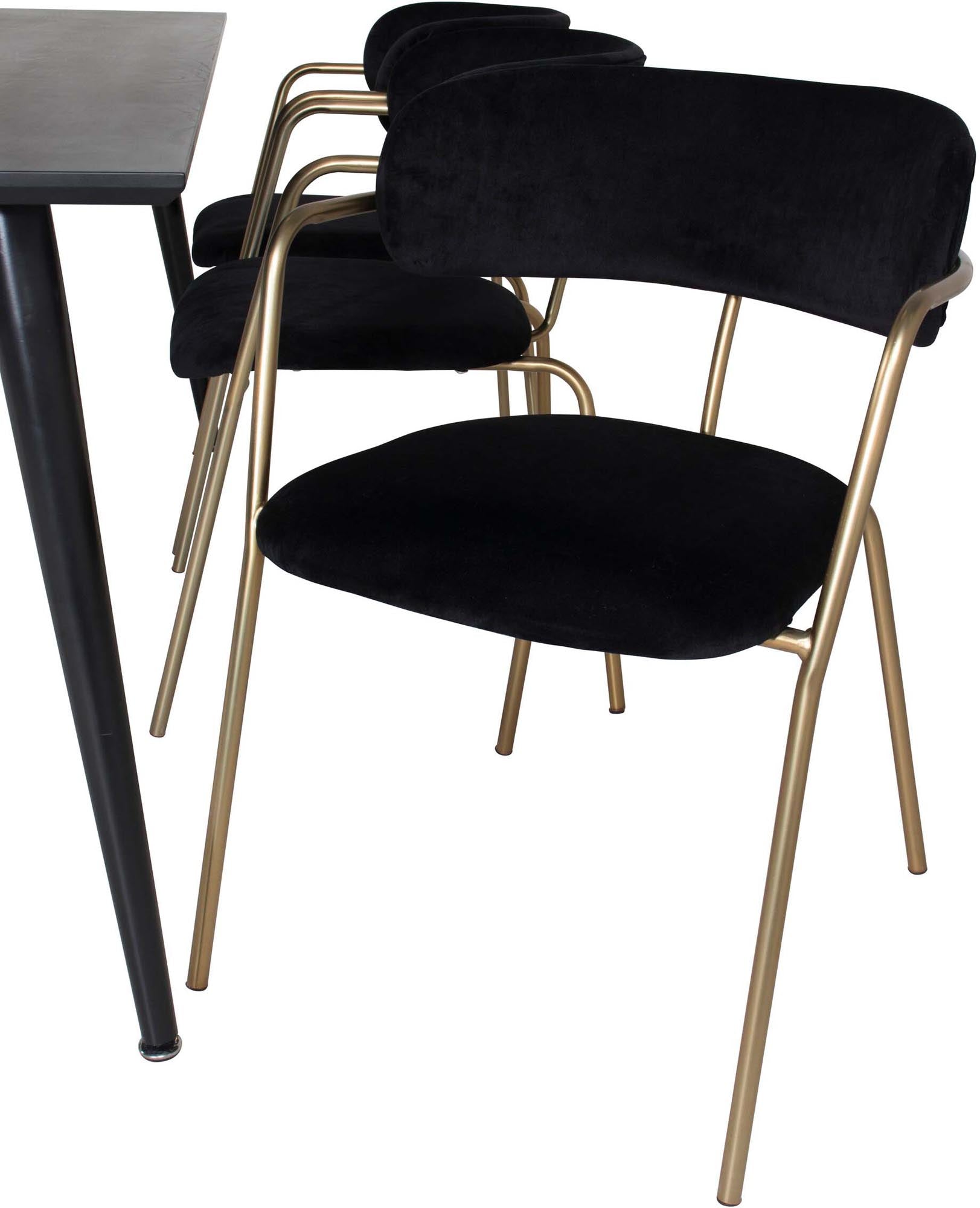 Dipp Esszimmerset + Arrow 180cm/6St. in Schwarz / Gold präsentiert im Onlineshop von KAQTU Design AG. Esszimmerset ist von Venture Home