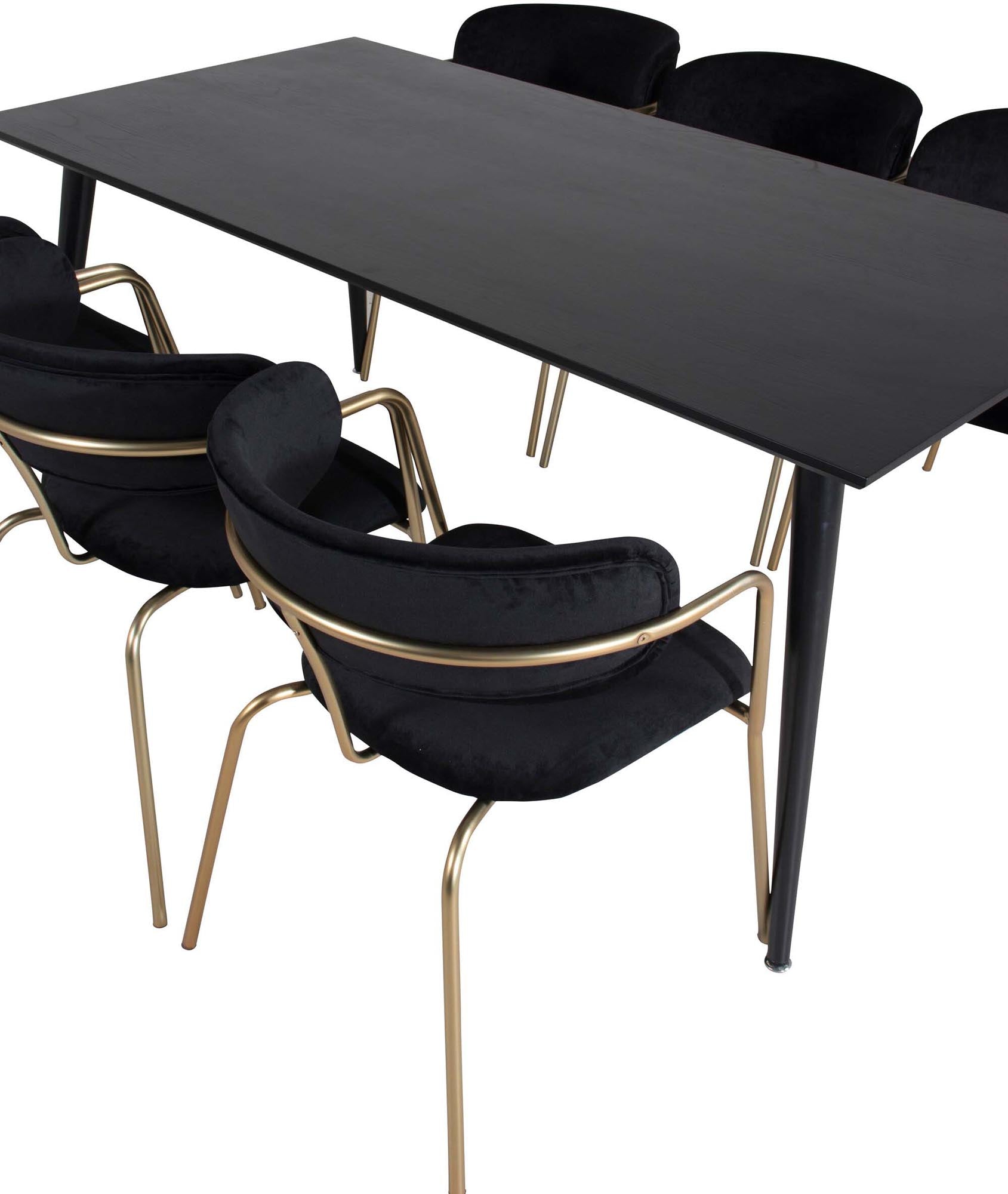 Dipp Esszimmerset + Arrow 180cm/6St. in Schwarz / Gold präsentiert im Onlineshop von KAQTU Design AG. Esszimmerset ist von Venture Home
