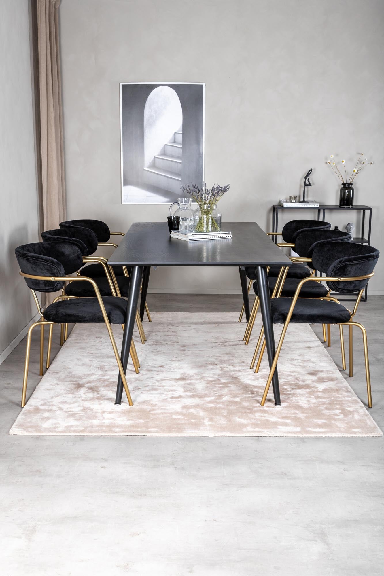 Dipp Esszimmerset + Arrow 180cm/6St. in Schwarz / Gold präsentiert im Onlineshop von KAQTU Design AG. Esszimmerset ist von Venture Home