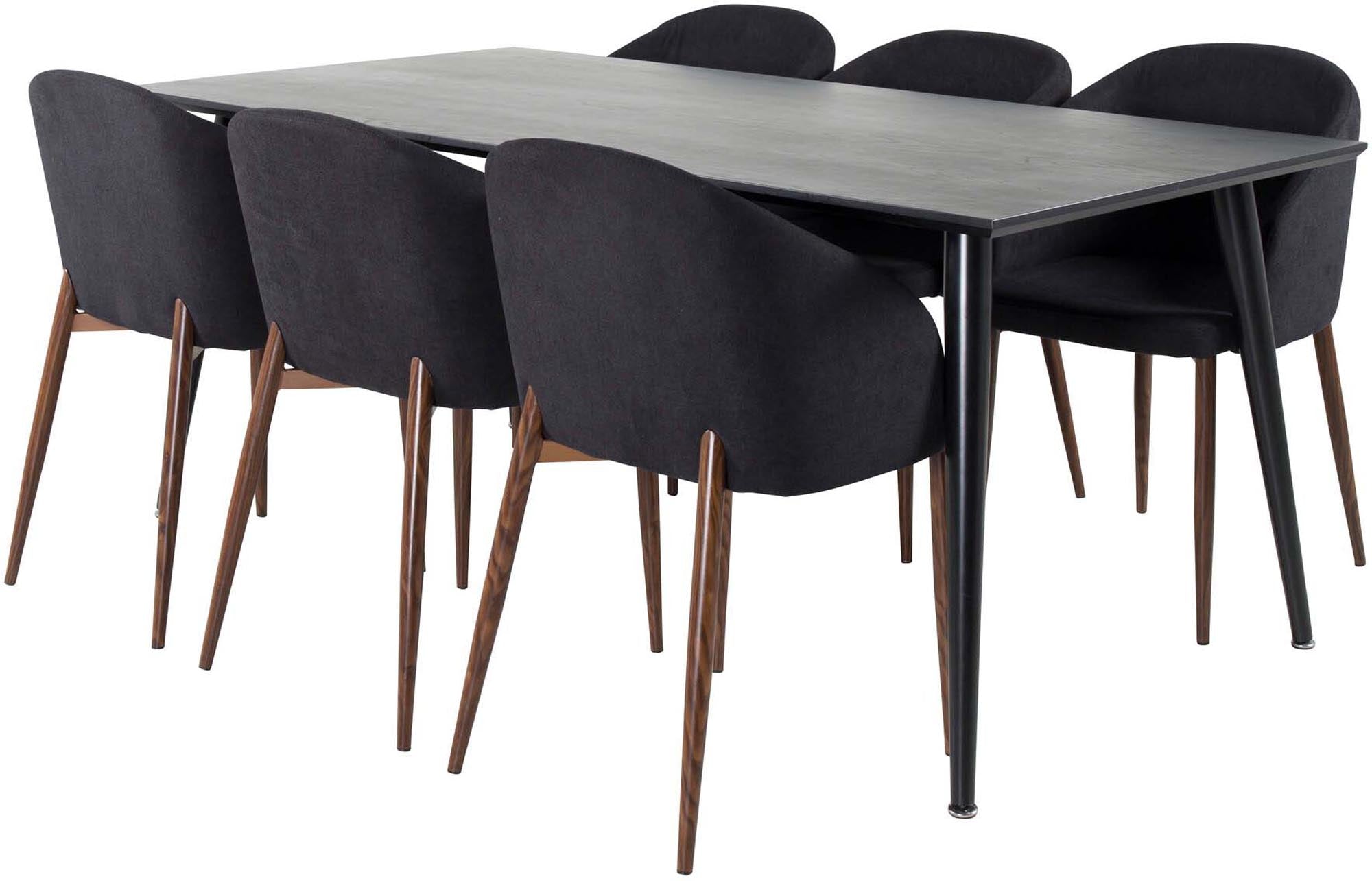Dipp Esszimmerset + Arch 180cm/6St. in Schwarz, Natur präsentiert im Onlineshop von KAQTU Design AG. Esszimmerset ist von Venture Home