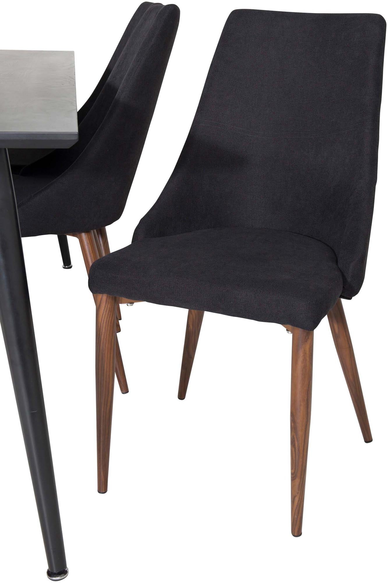Dipp Esszimmerset + Leone 180cm/6St. in Schwarz, Natur präsentiert im Onlineshop von KAQTU Design AG. Esszimmerset ist von Venture Home