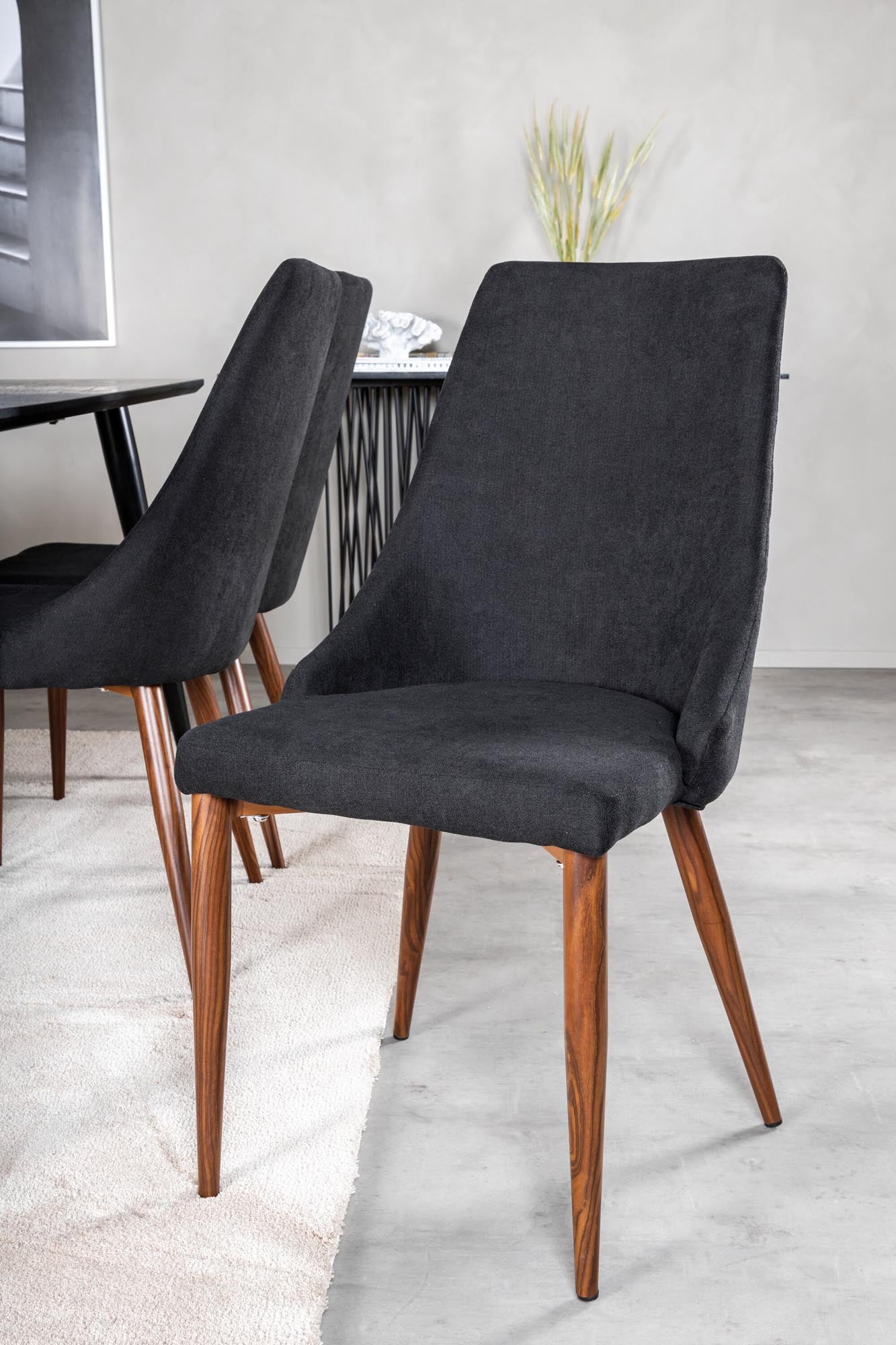Dipp Esszimmerset + Leone 180cm/6St. in Schwarz, Natur präsentiert im Onlineshop von KAQTU Design AG. Esszimmerset ist von Venture Home
