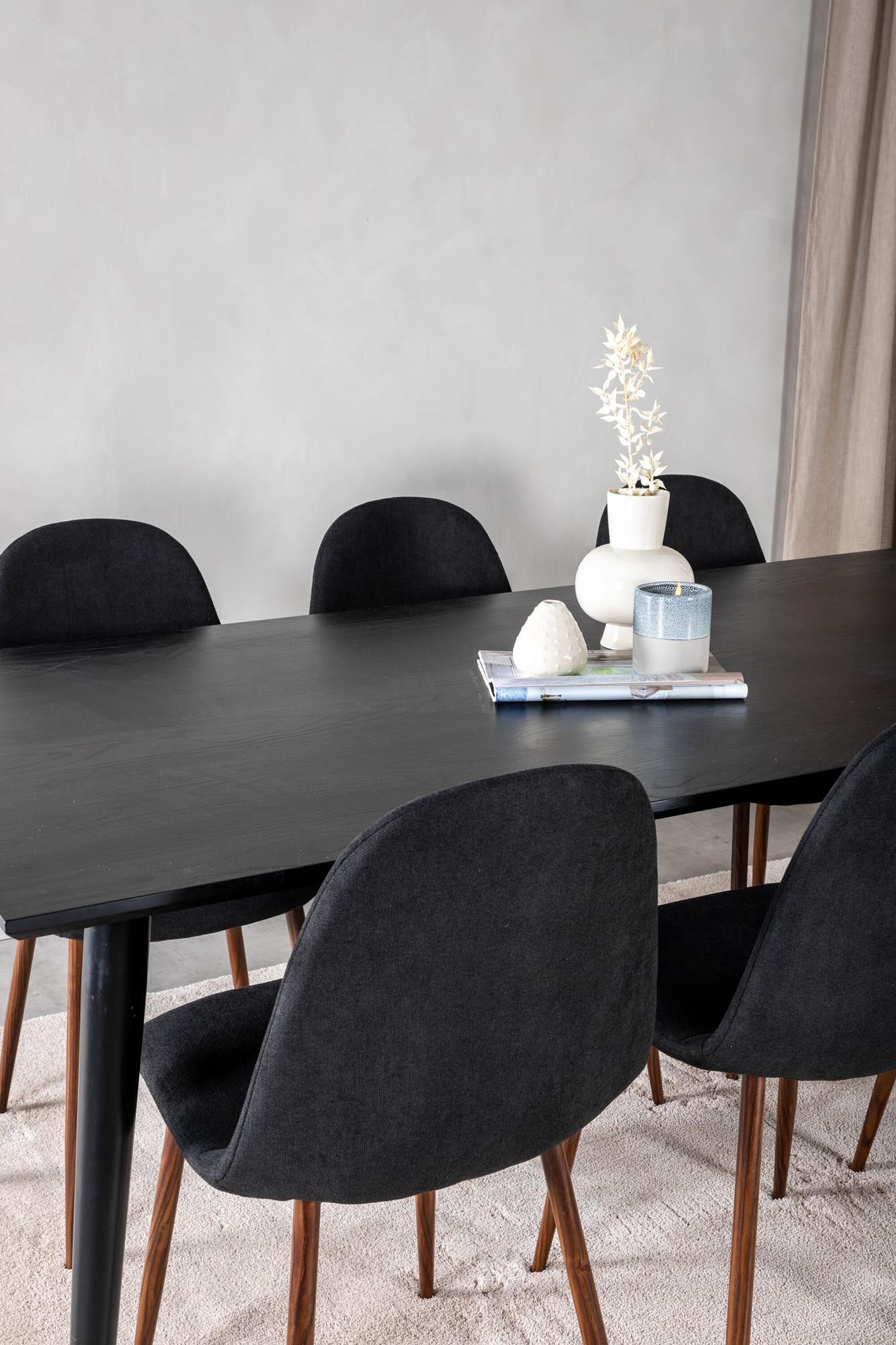 Dipp Esszimmerset + Polar 180cm/6St. in Schwarz, Natur präsentiert im Onlineshop von KAQTU Design AG. Esszimmerset ist von Venture Home