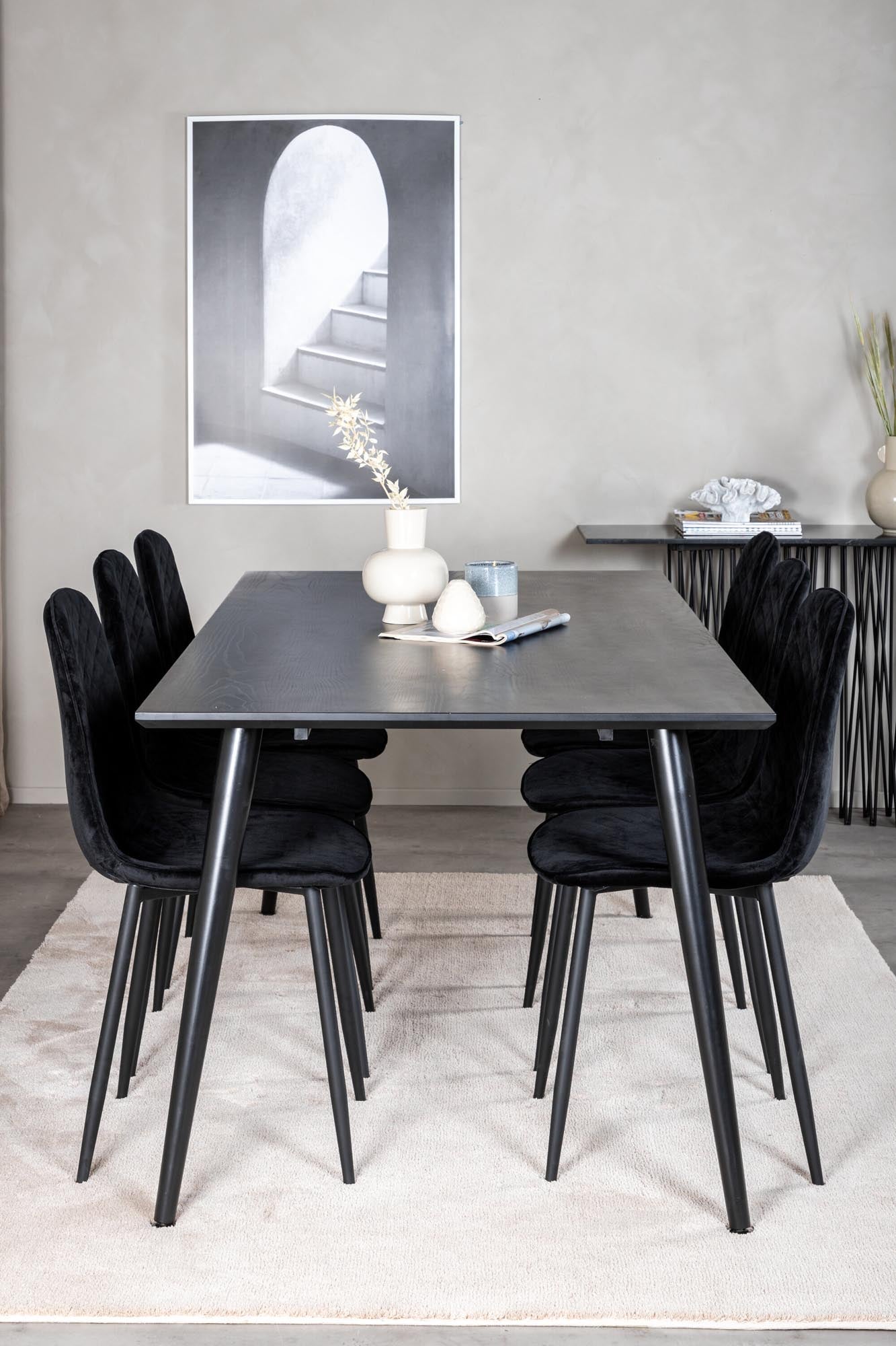 Dipp Esszimmerset + Polar Diamond 180cm/6St. in Schwarz / Schwarz präsentiert im Onlineshop von KAQTU Design AG. Esszimmerset ist von Venture Home