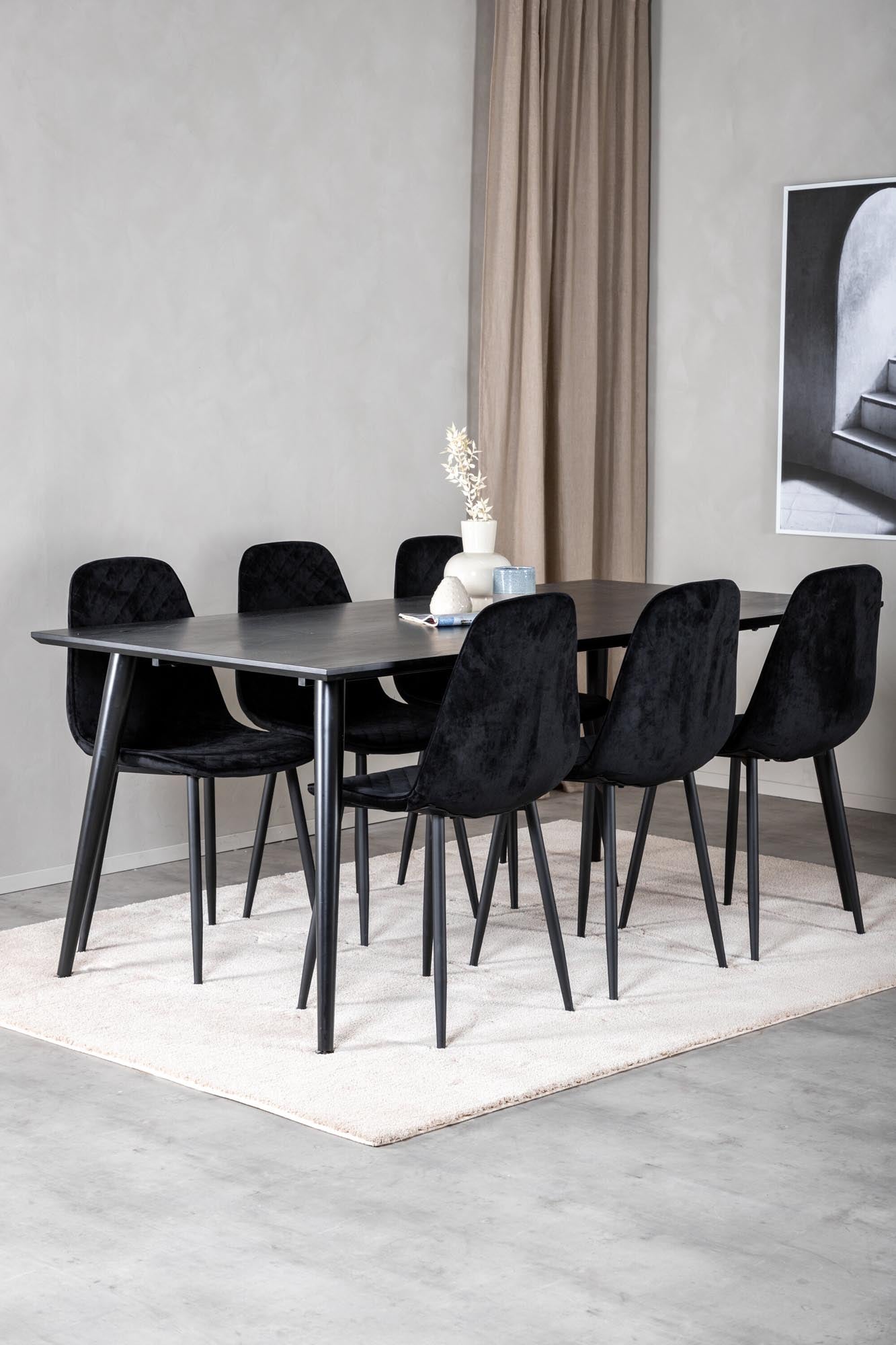 Dipp Esszimmerset + Polar Diamond 180cm/6St. in Schwarz / Schwarz präsentiert im Onlineshop von KAQTU Design AG. Esszimmerset ist von Venture Home