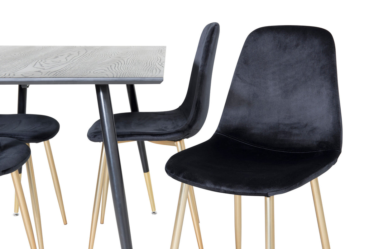 Dipp Esszimmerset + Polar 120cm/4St. in Schwarz / Gold präsentiert im Onlineshop von KAQTU Design AG. Esszimmerset ist von Venture Home