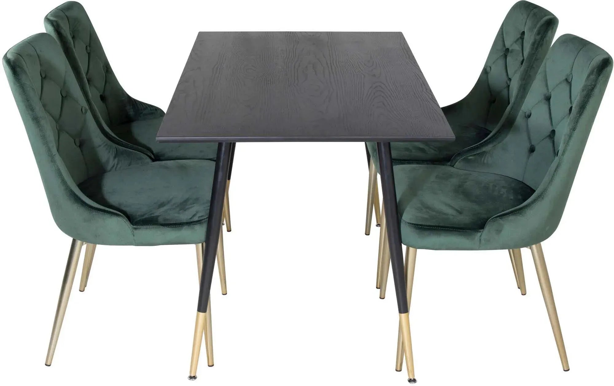 Elegantes Esszimmerset mit 120cm Tisch und 4 Samtstühlen. Modernes Design, Komfort und Flexibilität für jeden Anlass.