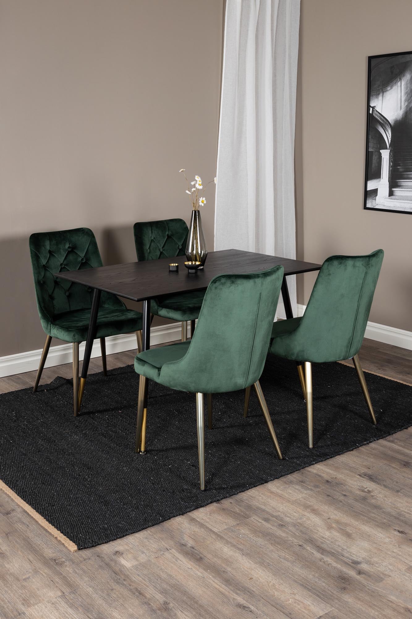 Dipp Esszimmerset + Velvet Deluxe 120cm/4St. in Gold, Grün präsentiert im Onlineshop von KAQTU Design AG. Esszimmerset ist von Venture Home