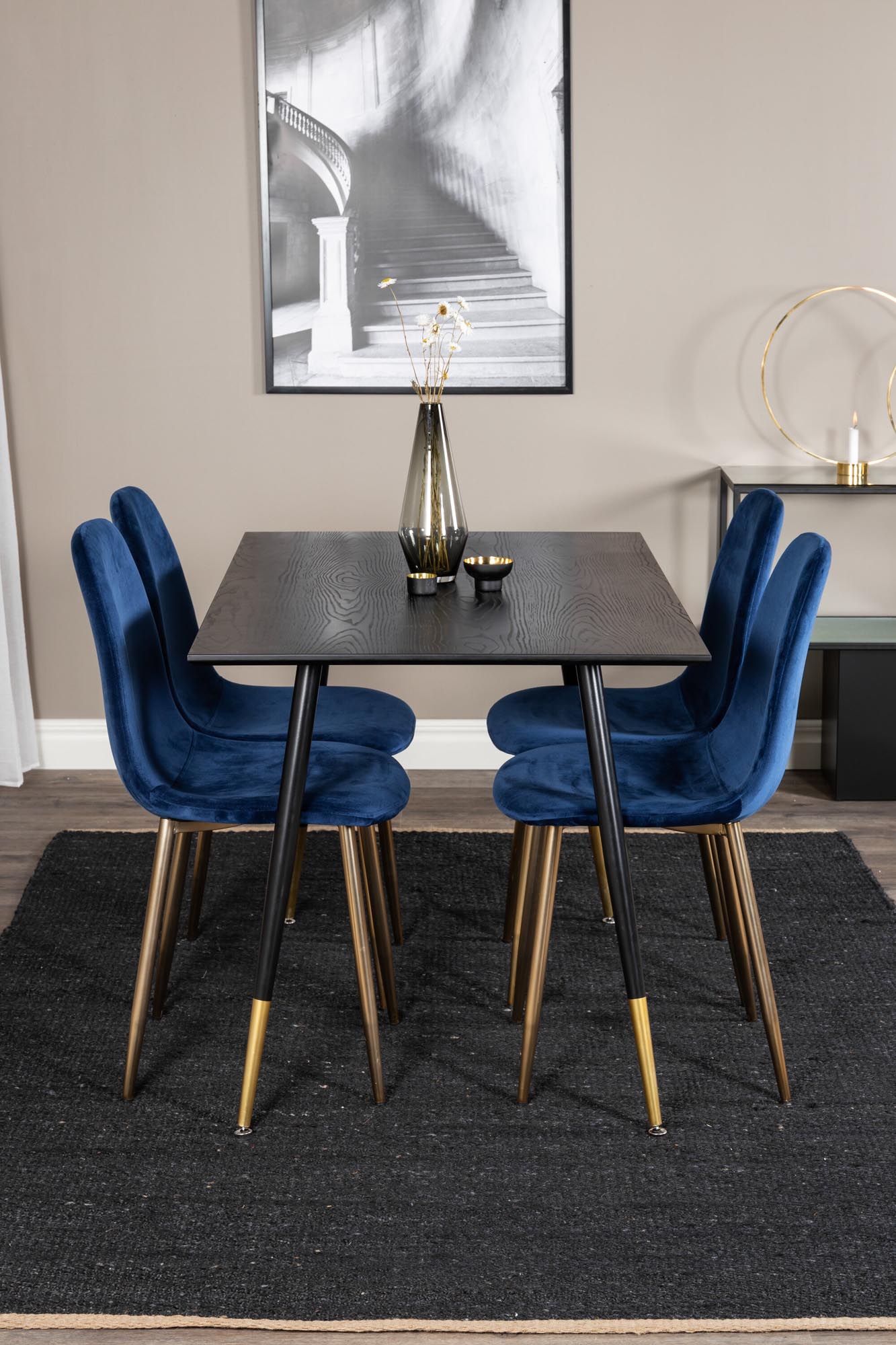 Dipp Esszimmerset + Polar 120cm/4St. in Blau, Gold präsentiert im Onlineshop von KAQTU Design AG. Esszimmerset ist von Venture Home