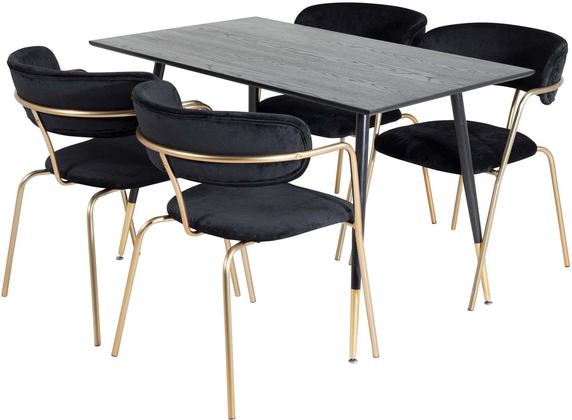 Dipp Esszimmerset + Arrow 120cm/4St. in Schwarz / Gold präsentiert im Onlineshop von KAQTU Design AG. Esszimmerset ist von Venture Home