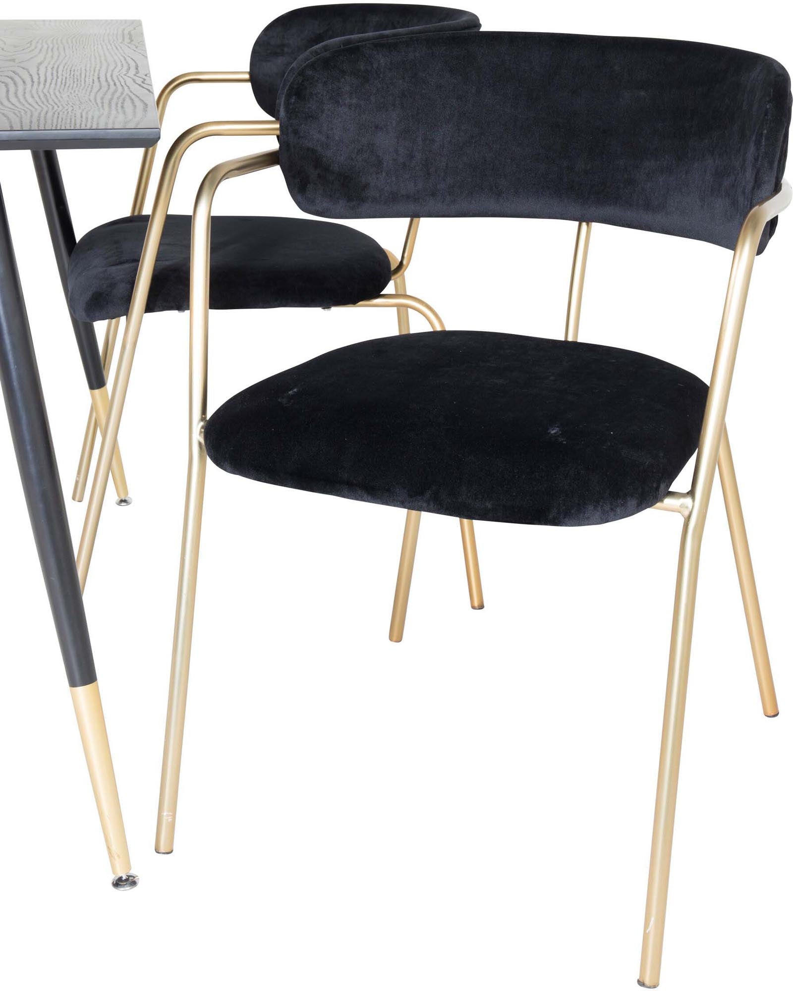 Dipp Esszimmerset + Arrow 120cm/4St. in Schwarz / Gold präsentiert im Onlineshop von KAQTU Design AG. Esszimmerset ist von Venture Home