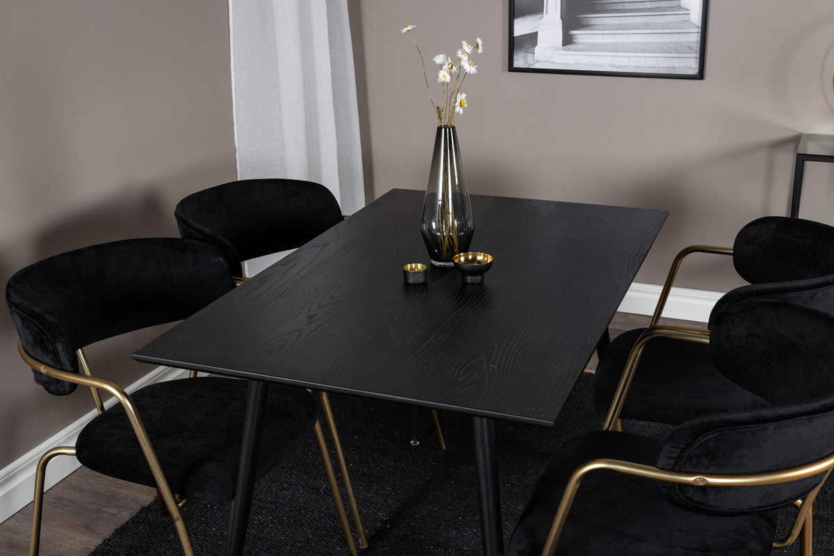Dipp Esszimmerset + Arrow 120cm/4St. in Schwarz / Gold präsentiert im Onlineshop von KAQTU Design AG. Esszimmerset ist von Venture Home