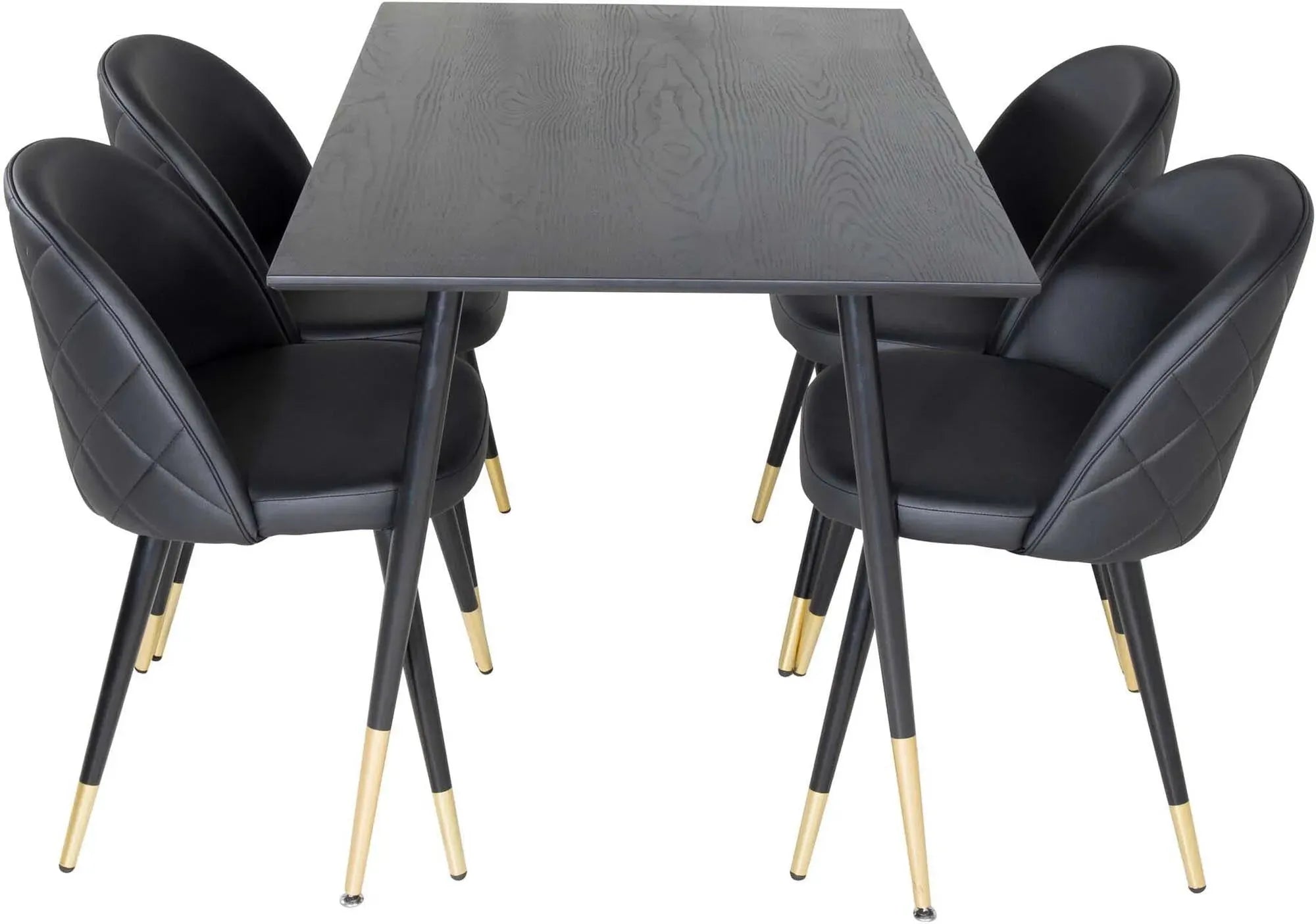 Stilvolles Dipp Esszimmerset 120cm mit 4 weichen Samtstühlen.