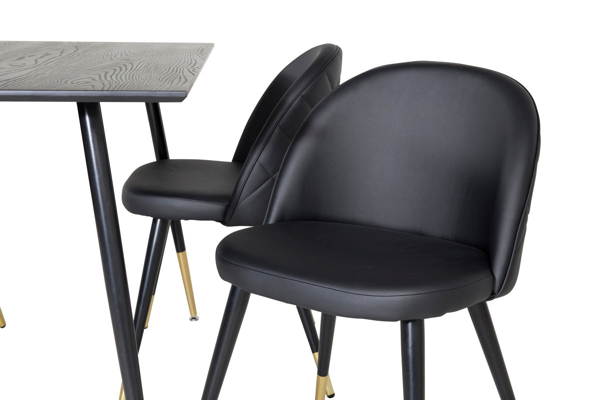 Dipp Esszimmerset + Velvet 120cm/4St. in Schwarz / Gold präsentiert im Onlineshop von KAQTU Design AG. Esszimmerset ist von Venture Home