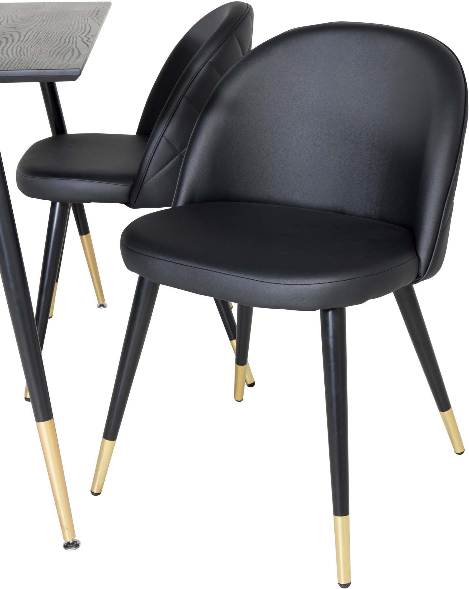 Dipp Esszimmerset + Velvet 120cm/4St. in Schwarz / Gold präsentiert im Onlineshop von KAQTU Design AG. Esszimmerset ist von Venture Home