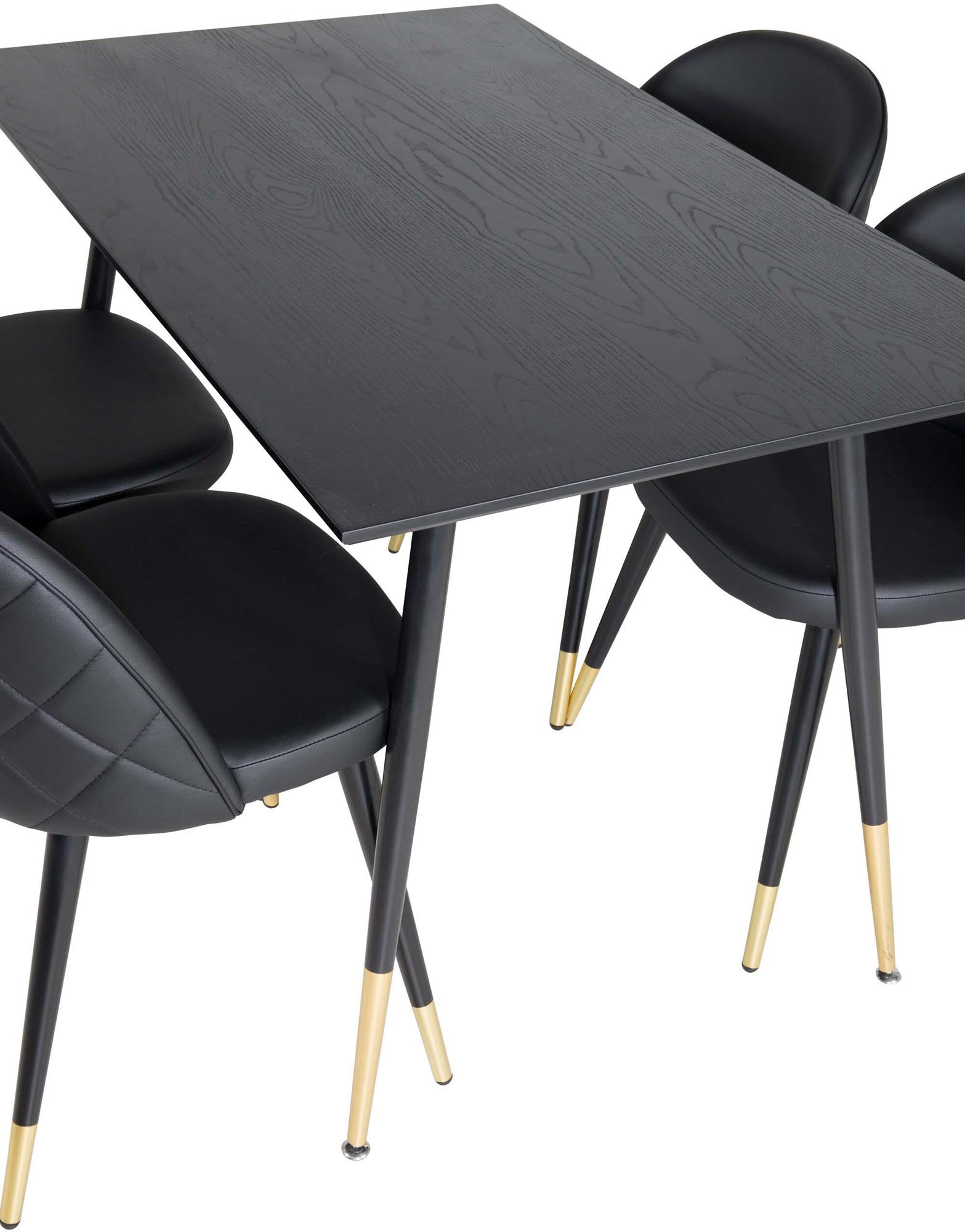 Dipp Esszimmerset + Velvet 120cm/4St. in Schwarz / Gold präsentiert im Onlineshop von KAQTU Design AG. Esszimmerset ist von Venture Home