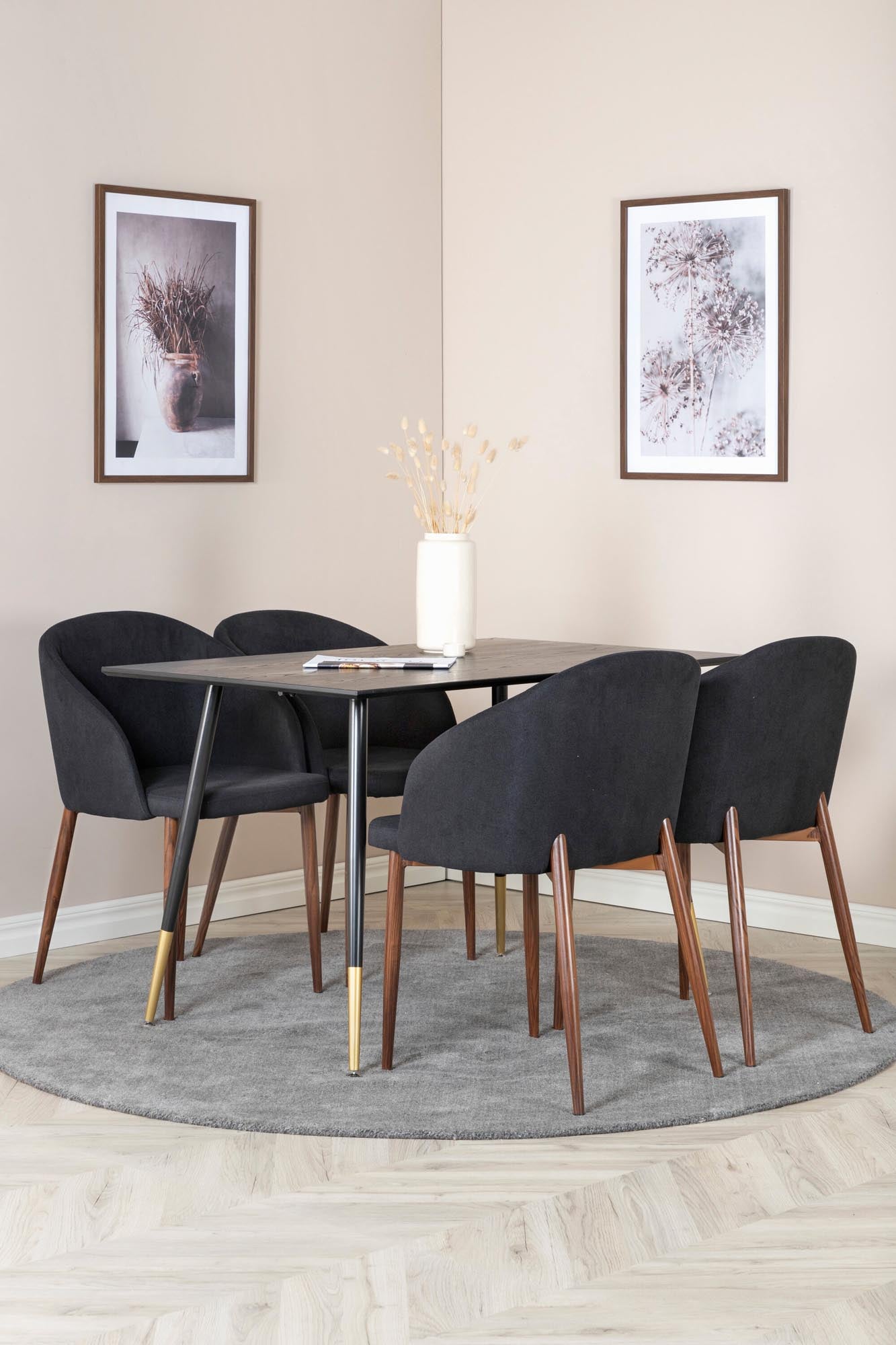 Dipp Esszimmerset + Arch 120cm/4St. in Schwarz, Natur präsentiert im Onlineshop von KAQTU Design AG. Esszimmerset ist von Venture Home