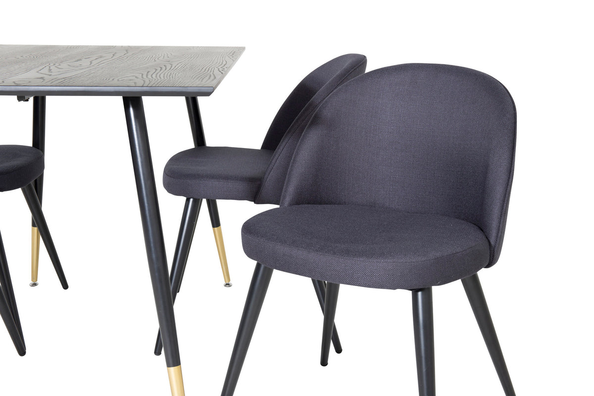 Dipp Esszimmerset + Velvet 120cm/4St. in Schwarz präsentiert im Onlineshop von KAQTU Design AG. Esszimmerset ist von Venture Home