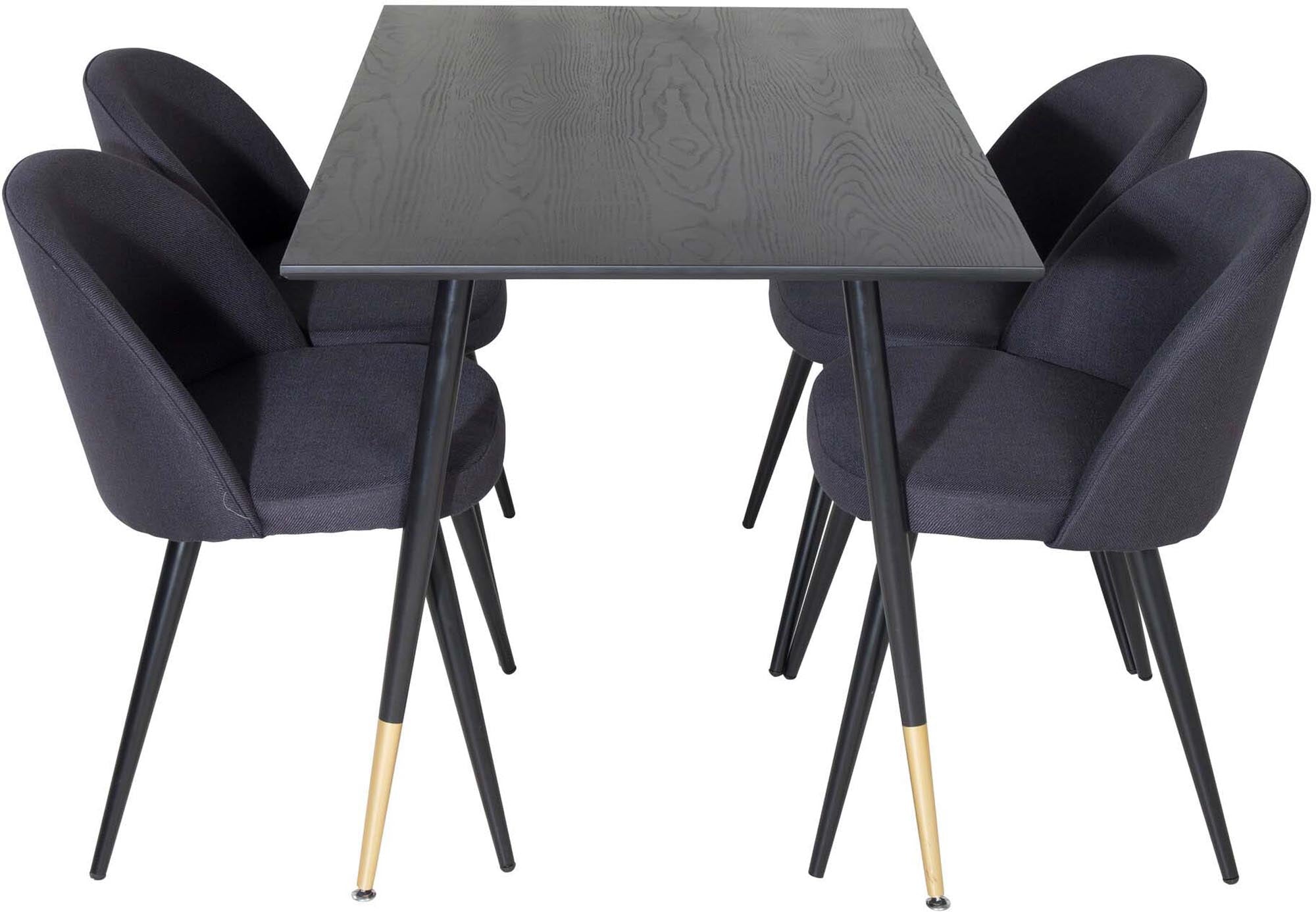 Dipp Esszimmerset + Velvet 120cm/4St. in Schwarz präsentiert im Onlineshop von KAQTU Design AG. Esszimmerset ist von Venture Home