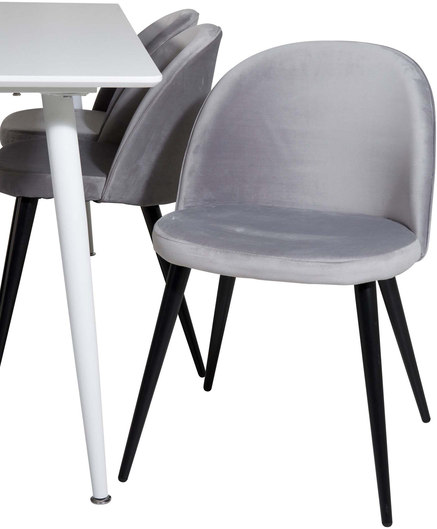 Polar Esszimmerset + Velvet 180cm/6St. in Weiss / Schwarz / Grau präsentiert im Onlineshop von KAQTU Design AG. Esszimmerset ist von Venture Home