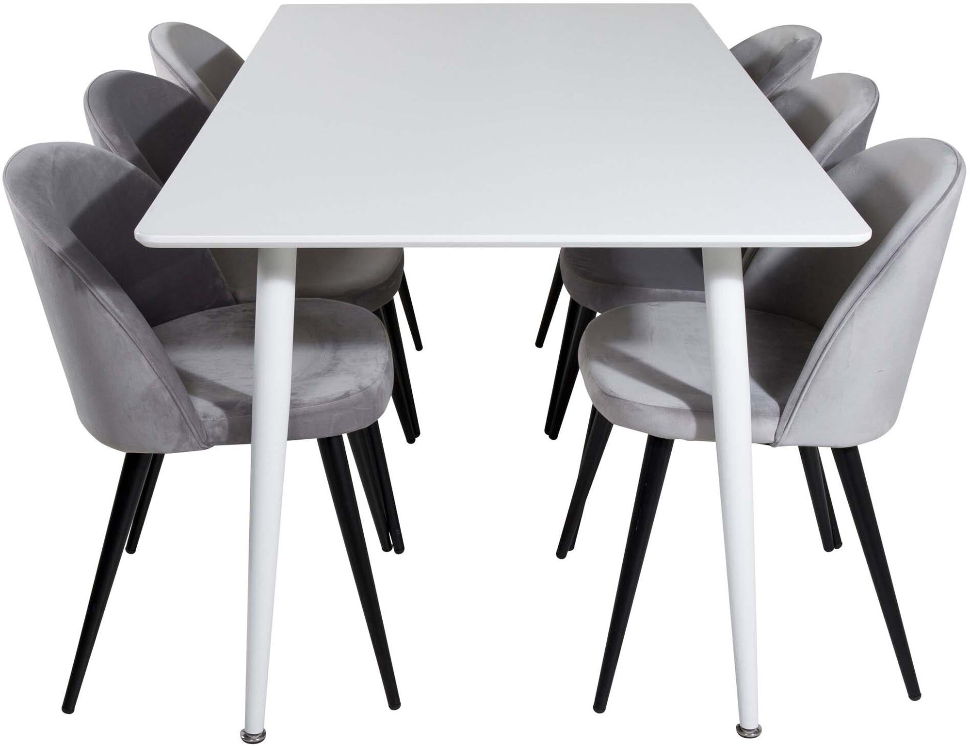 Polar Esszimmerset + Velvet 180cm/6St. in Weiss / Schwarz / Grau präsentiert im Onlineshop von KAQTU Design AG. Esszimmerset ist von Venture Home