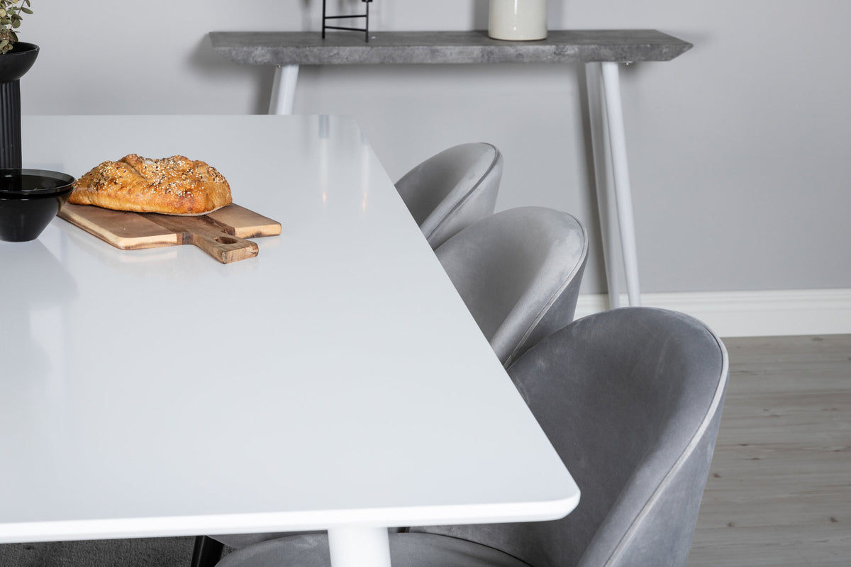 Polar Esszimmerset + Velvet 180cm/6St. in Weiss / Schwarz / Grau präsentiert im Onlineshop von KAQTU Design AG. Esszimmerset ist von Venture Home