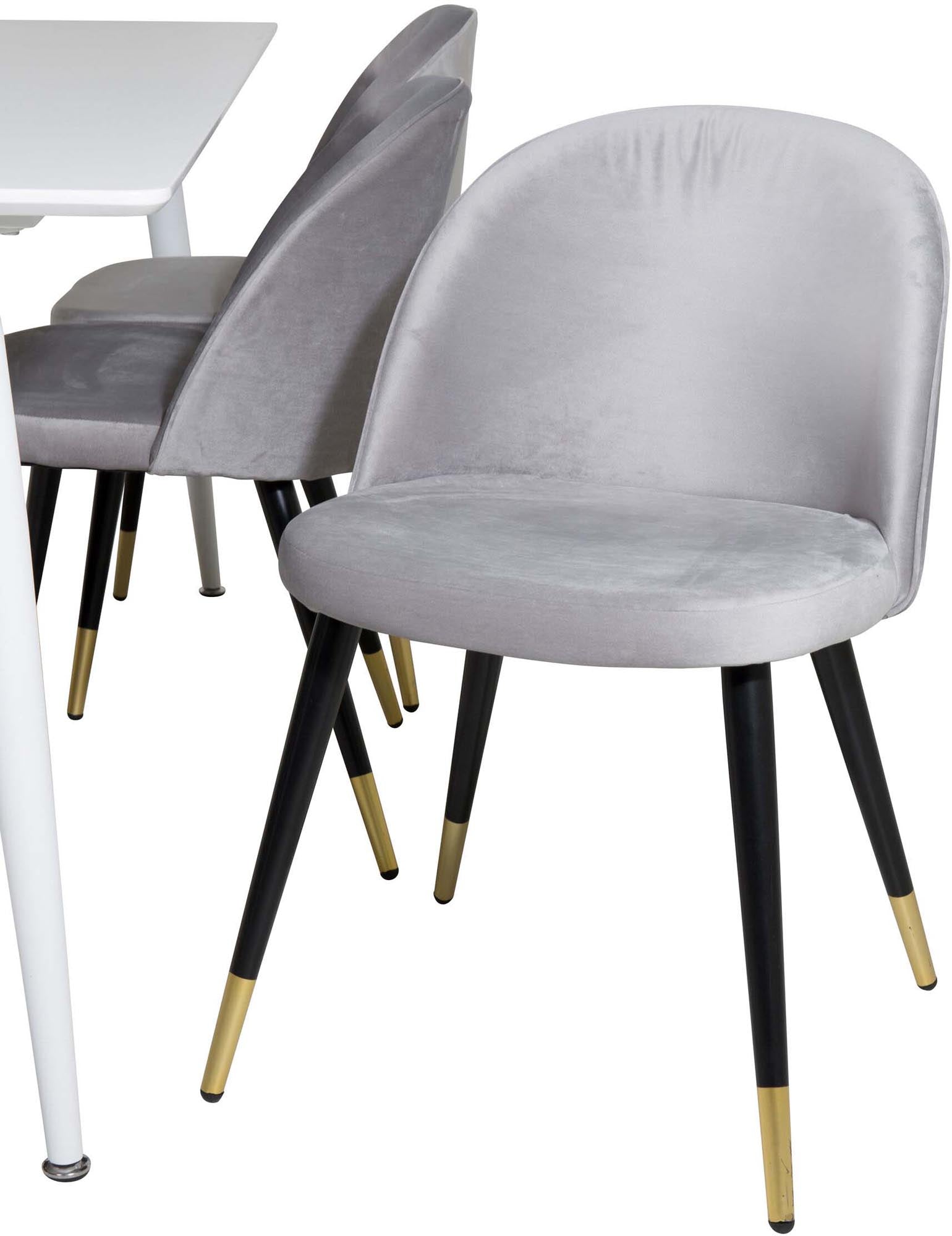 Polar Esszimmerset + Velvet 180cm/6St. in Weiss / Schwarzgrau / Gold präsentiert im Onlineshop von KAQTU Design AG. Esszimmerset ist von Venture Home