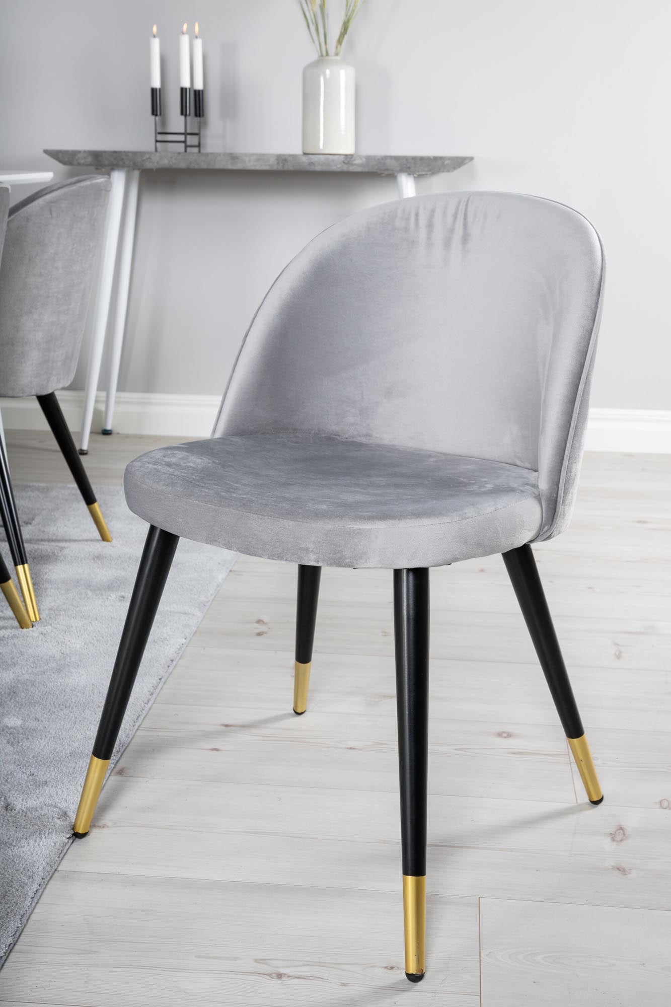 Polar Esszimmerset + Velvet 180cm/6St. in Weiss / Schwarzgrau / Gold präsentiert im Onlineshop von KAQTU Design AG. Esszimmerset ist von Venture Home