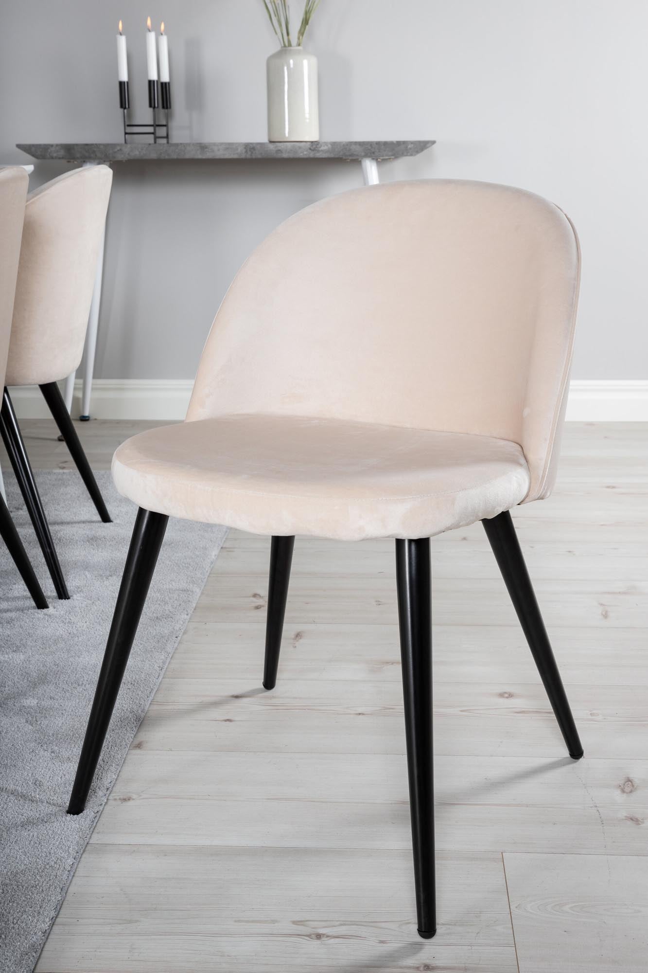 Polar Esszimmerset + Velvet 180cm/6St. in Weiss / Beige / Schwarz präsentiert im Onlineshop von KAQTU Design AG. Esszimmerset ist von Venture Home