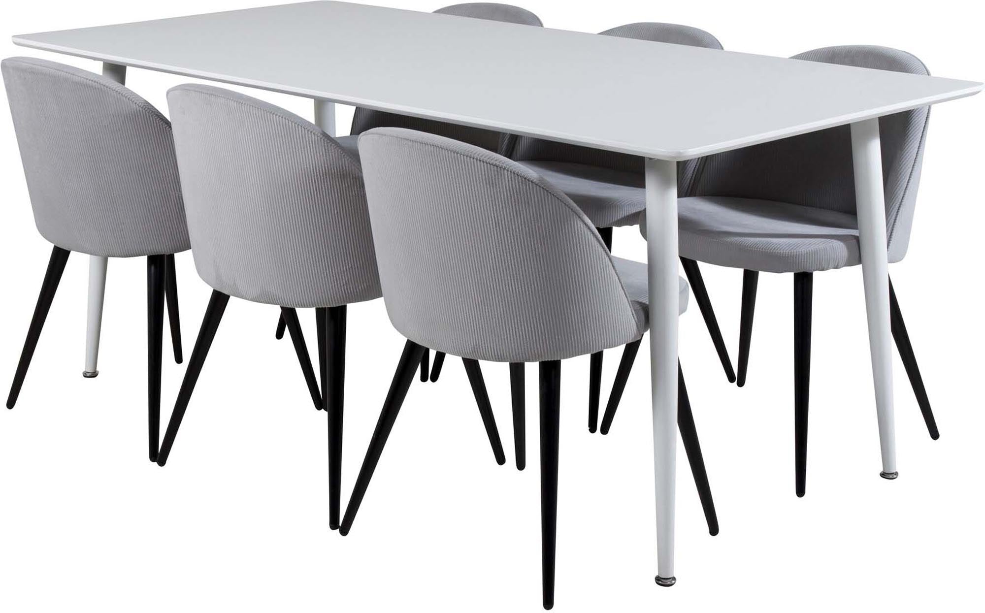 Polar Esszimmerset + Velvet 180cm/6St. in Weiss / Schwarzgrau präsentiert im Onlineshop von KAQTU Design AG. Esszimmerset ist von Venture Home