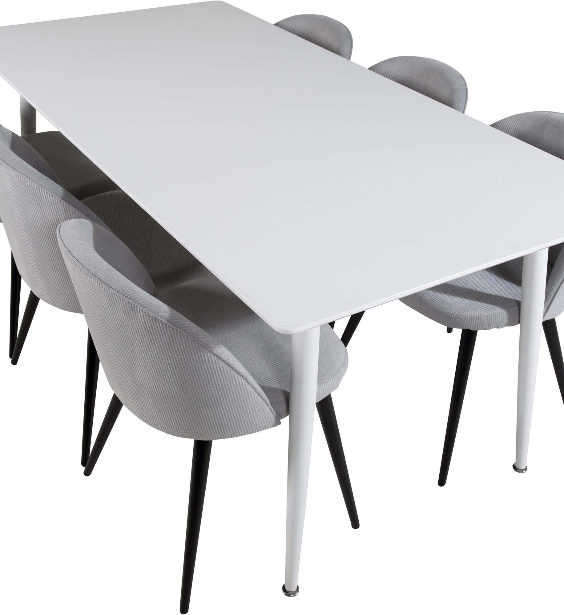Polar Esszimmerset + Velvet 180cm/6St. in Weiss / Schwarzgrau präsentiert im Onlineshop von KAQTU Design AG. Esszimmerset ist von Venture Home