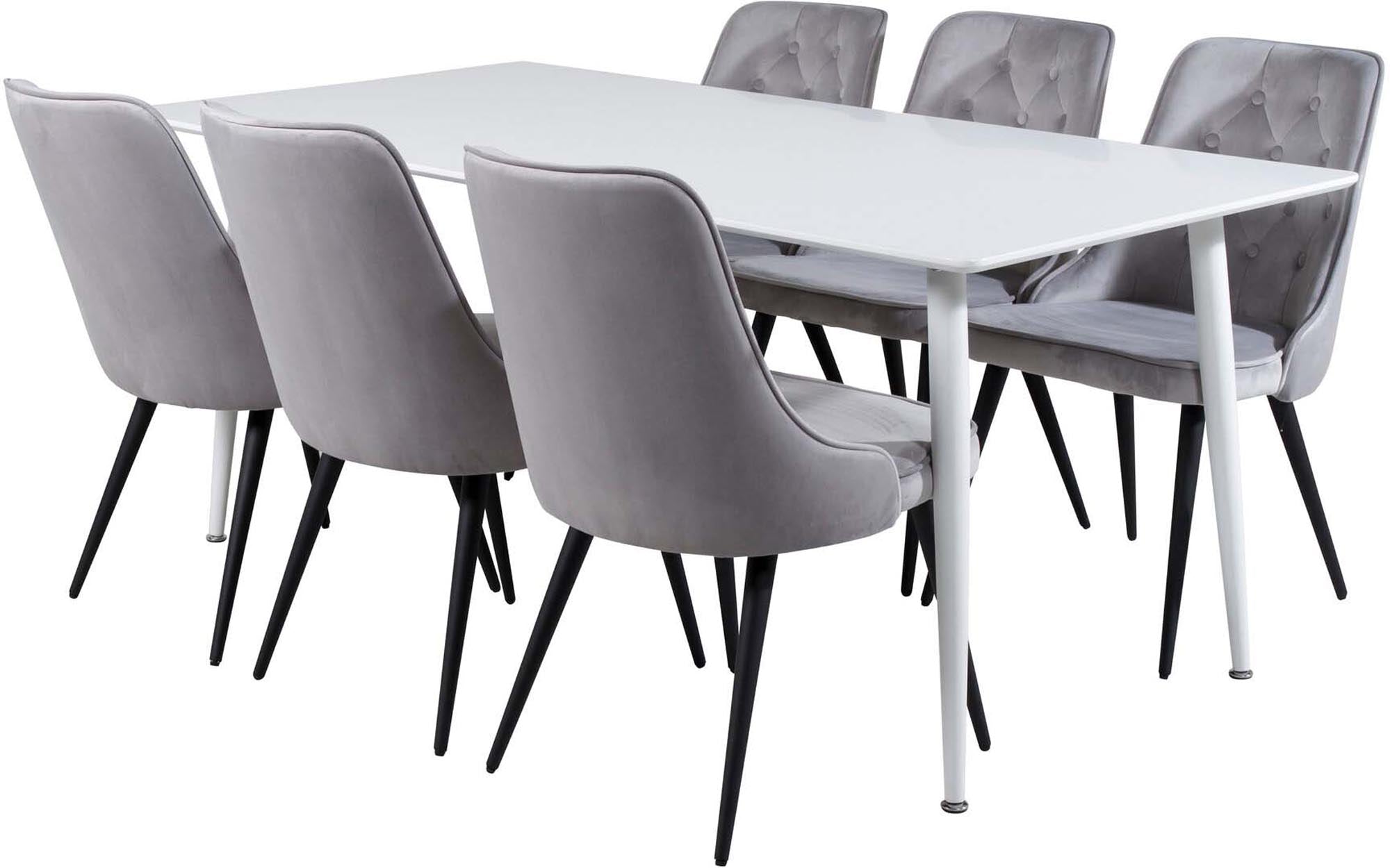 Polar Esszimmerset + Velvet Deluxe 180cm/6St. in Schwarz präsentiert im Onlineshop von KAQTU Design AG. Esszimmerset ist von Venture Home