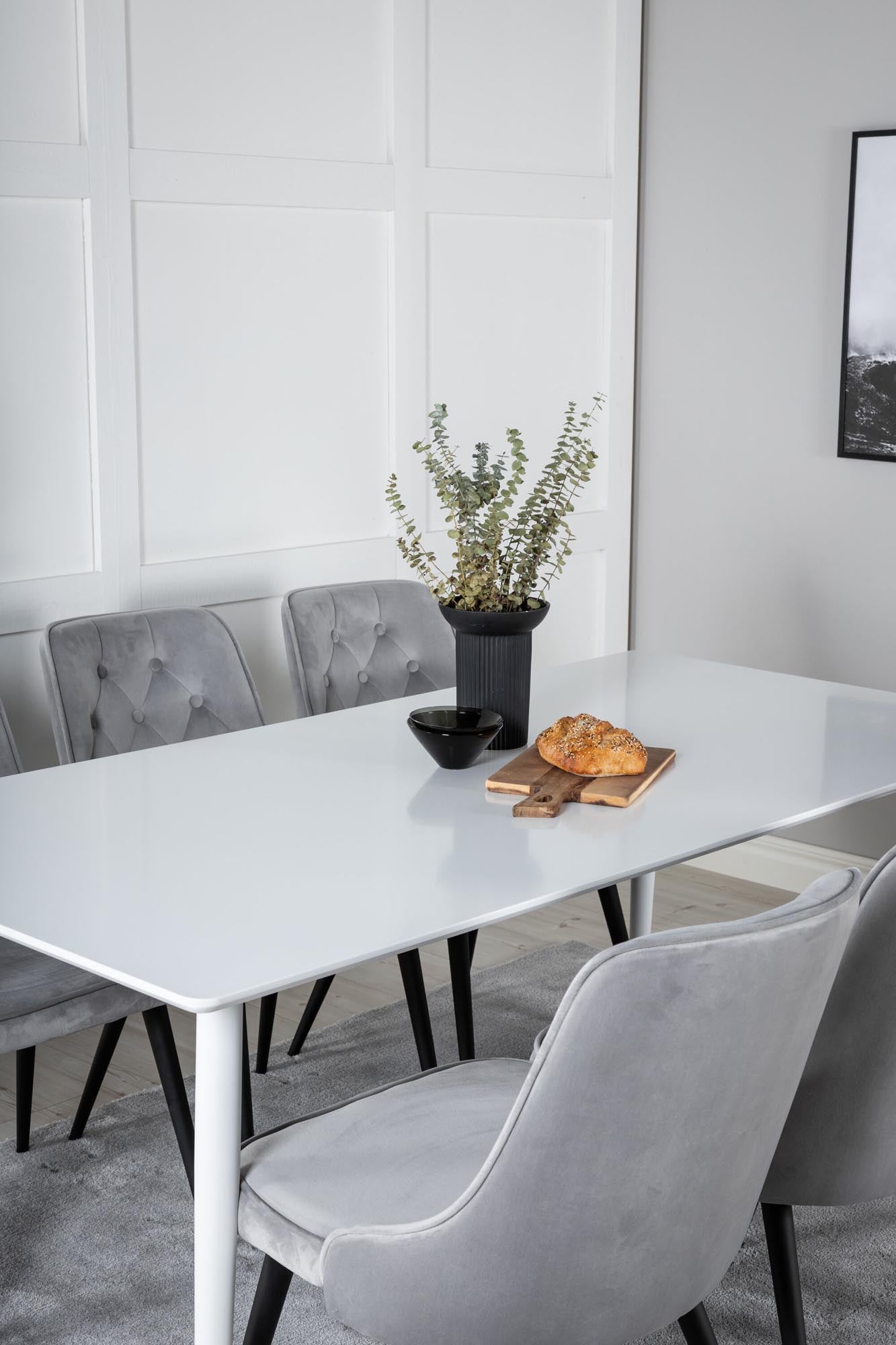 Polar Esszimmerset + Velvet Deluxe 180cm/6St. in Schwarz präsentiert im Onlineshop von KAQTU Design AG. Esszimmerset ist von Venture Home