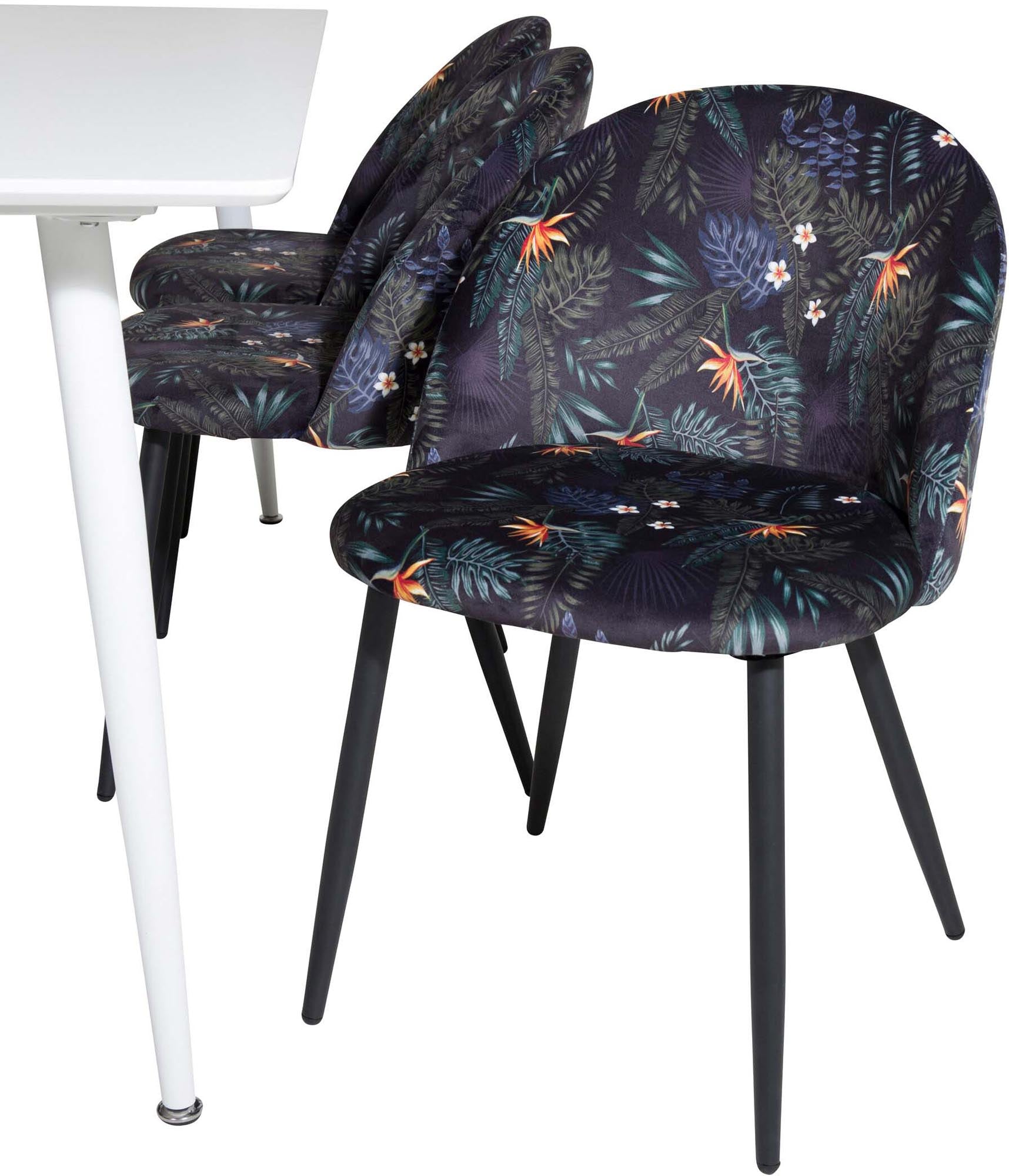 Polar Esszimmerset + Velvet 180cm/6St. in Weiss / Multicolor / Schwarz präsentiert im Onlineshop von KAQTU Design AG. Esszimmerset ist von Venture Home