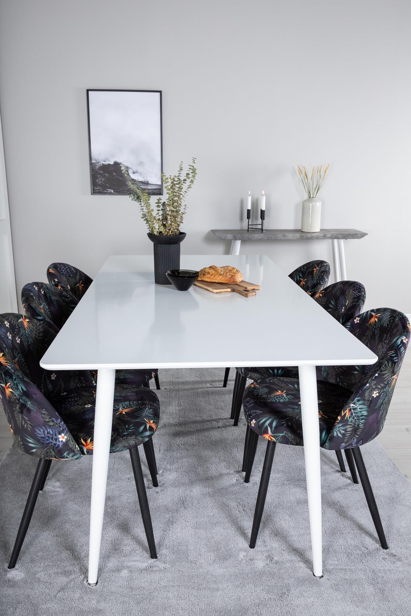Polar Esszimmerset + Velvet 180cm/6St. in Weiss / Multicolor / Schwarz präsentiert im Onlineshop von KAQTU Design AG. Esszimmerset ist von Venture Home