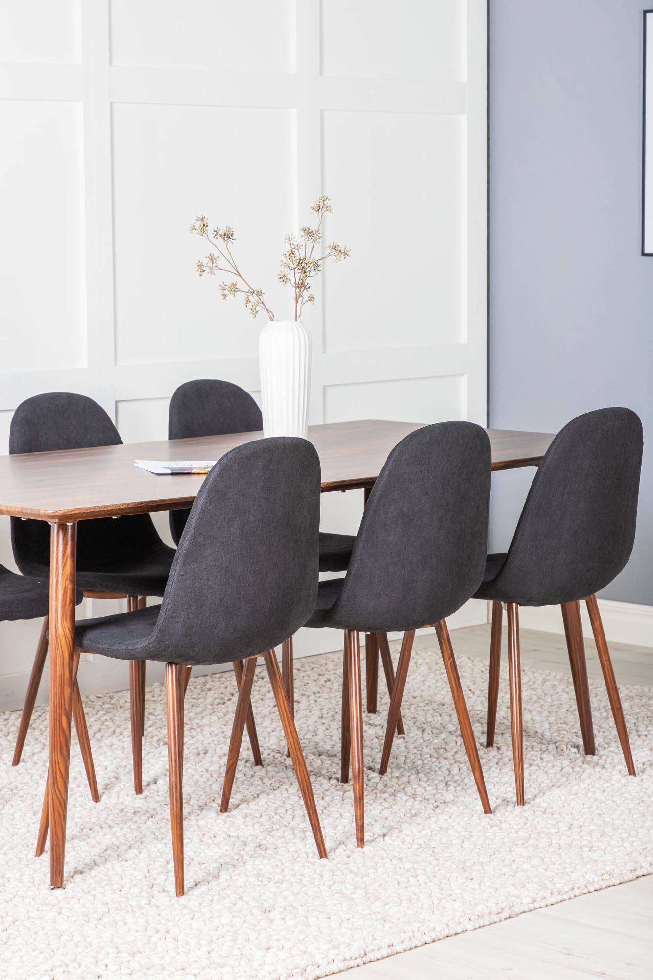 Polar Esszimmerset + Polar 180cm/6St. in Schwarz, Natur präsentiert im Onlineshop von KAQTU Design AG. Esszimmerset ist von Venture Home