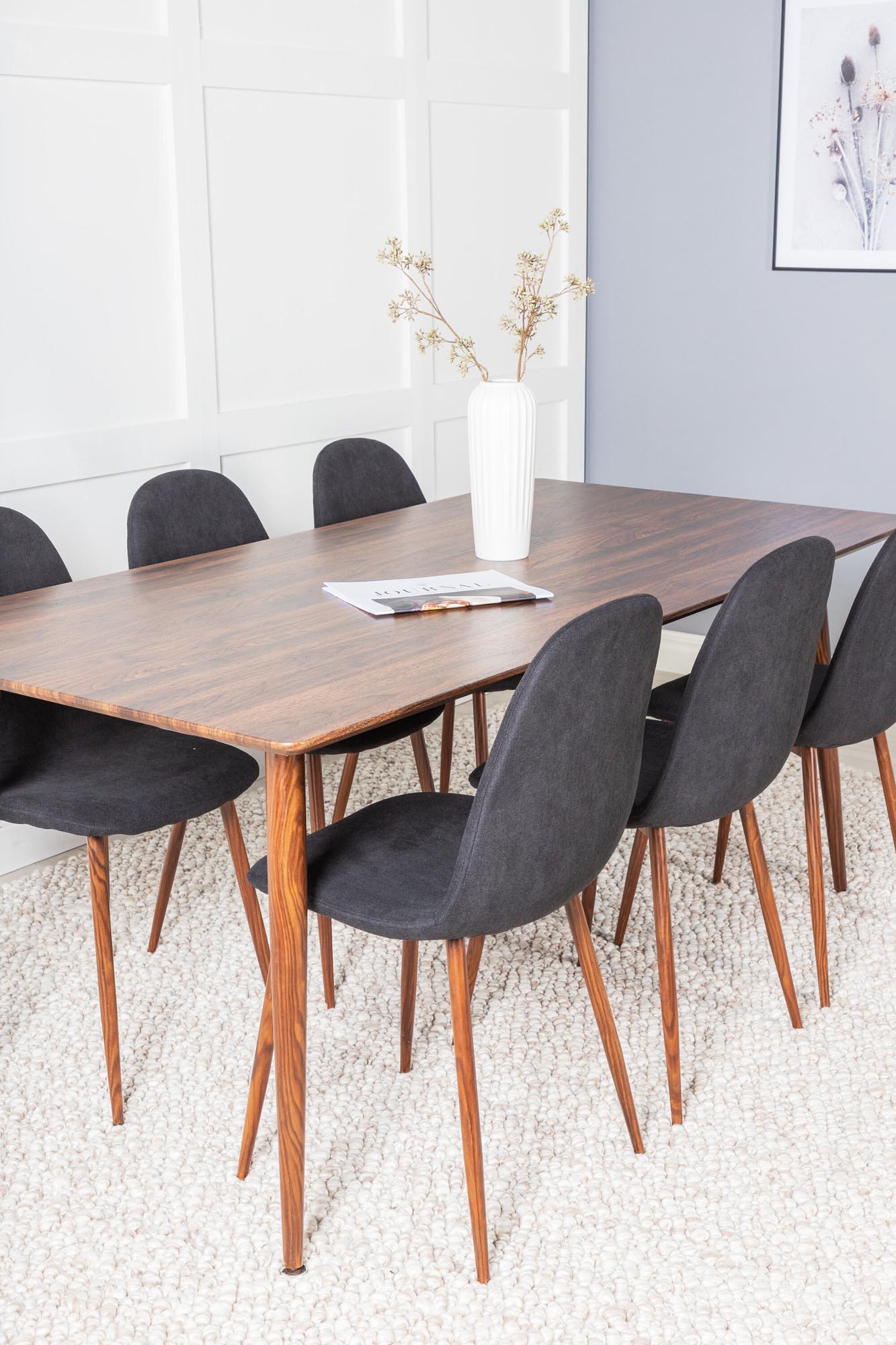 Polar Esszimmerset + Polar 180cm/6St. in Schwarz, Natur präsentiert im Onlineshop von KAQTU Design AG. Esszimmerset ist von Venture Home